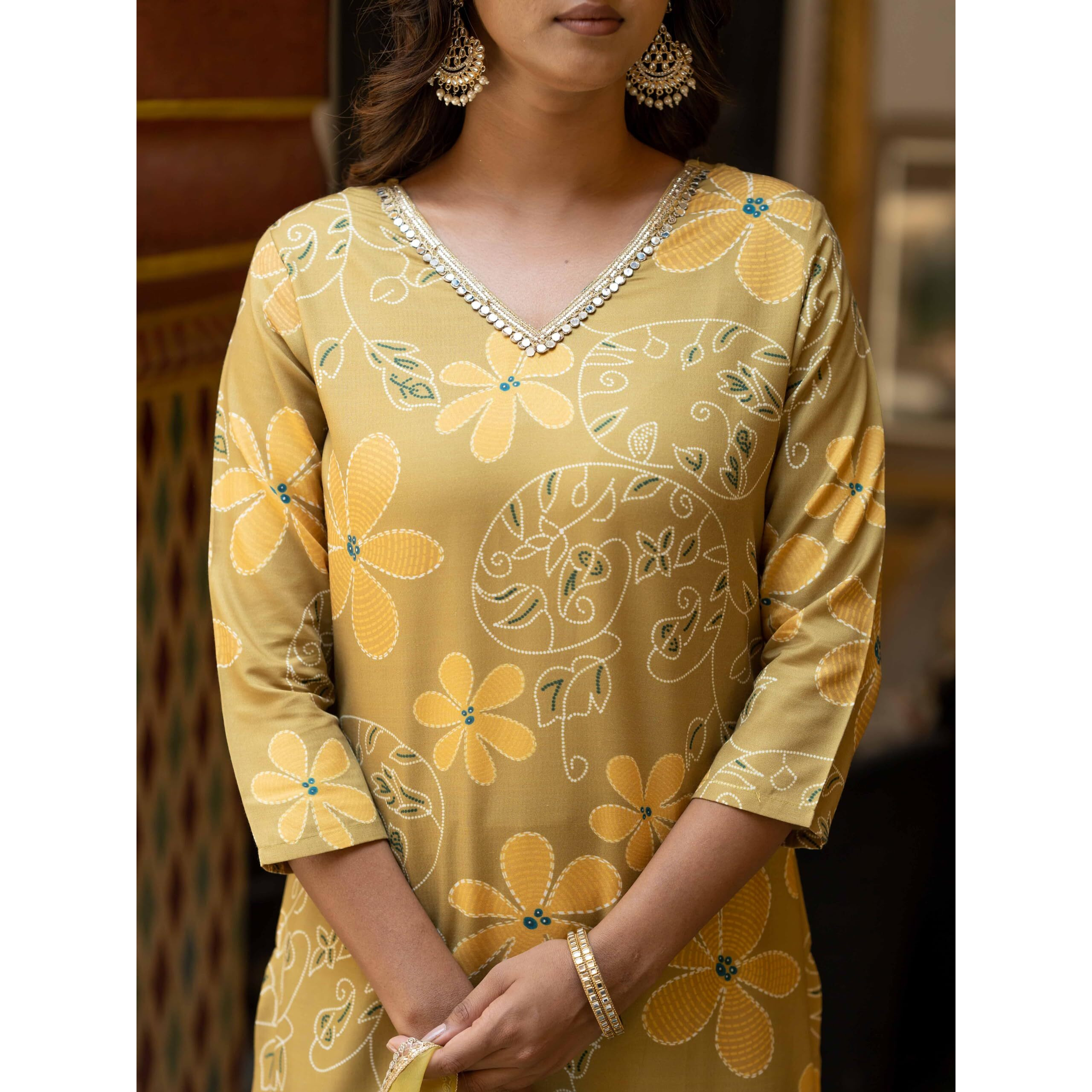 Navlik Women's Rayon Embroidery Printed Straight Kurta with Pant and Dupatta Sets (NK-510)