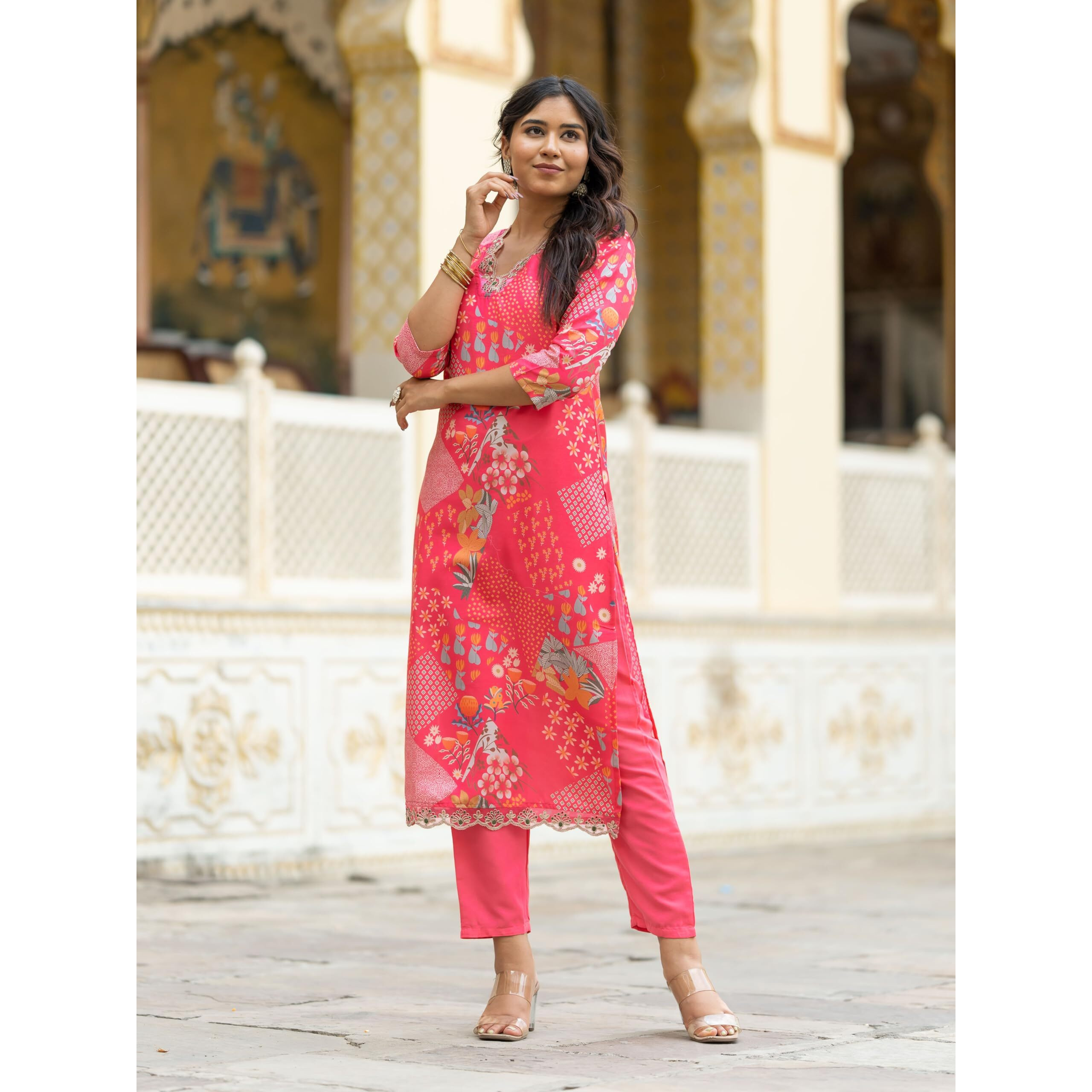 Navlik Women's Rayon Embroidered and Printed Straight Kurta with Pant And Dupatta Sets (NK-527)