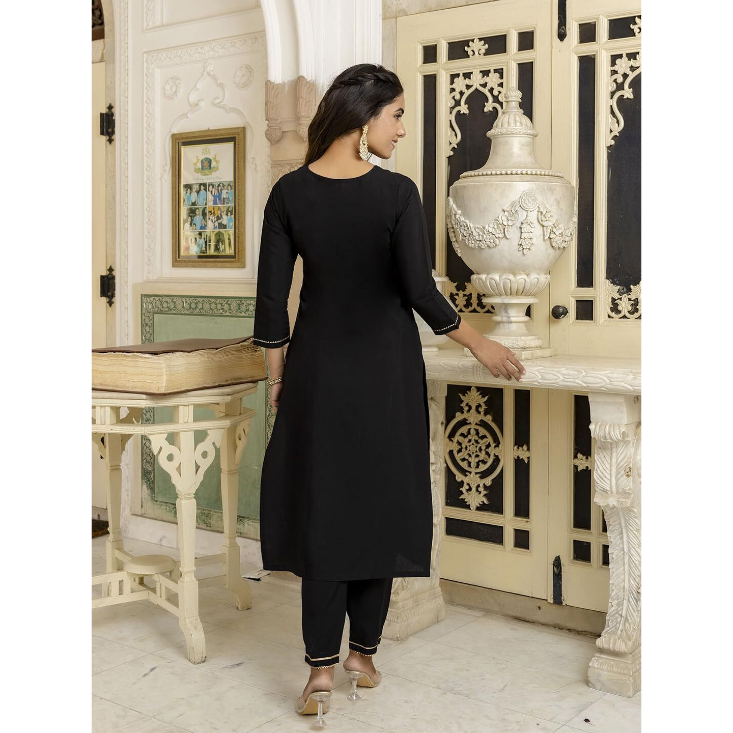 Navlik Women's Rayon Slub Embroidered Straight Kurta with Pant and Dupatta Sets (NK-542)