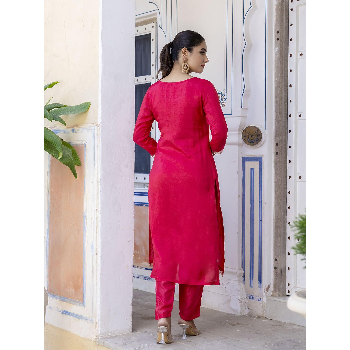 Navlik Women's BSY Viscose Embroidered Straight Kurta with Pant and Dupatta Sets (NK-544)