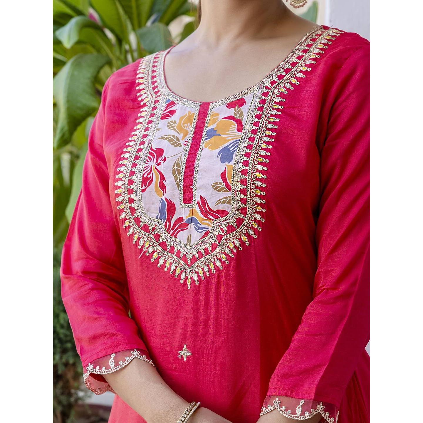 Navlik Women's BSY Viscose Embroidered Straight Kurta with Pant and Dupatta Sets (NK-544)