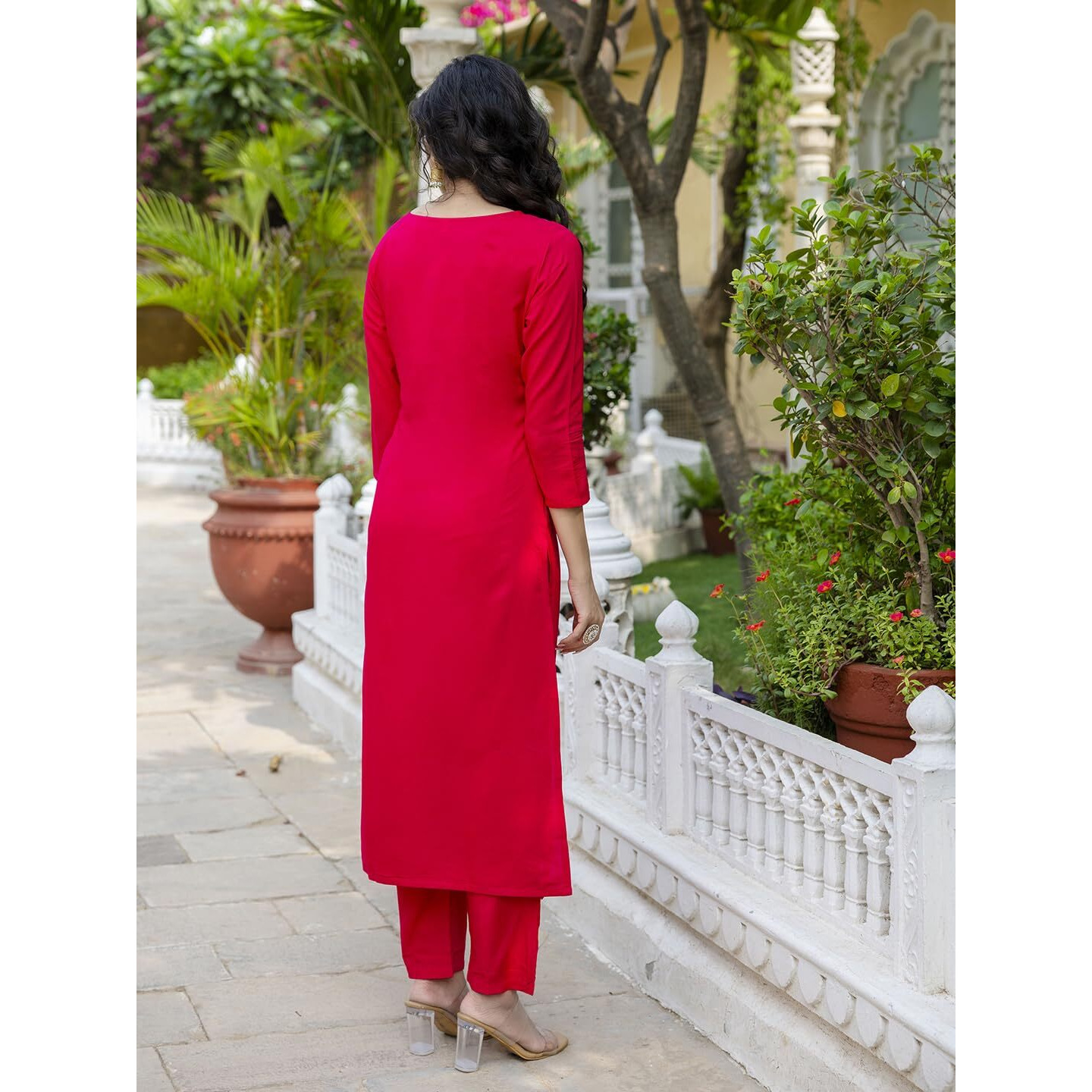 Navlik Women's Viscose Silk Embroidered Straight Kurta with Pant and Dupatta Sets (NK-546)