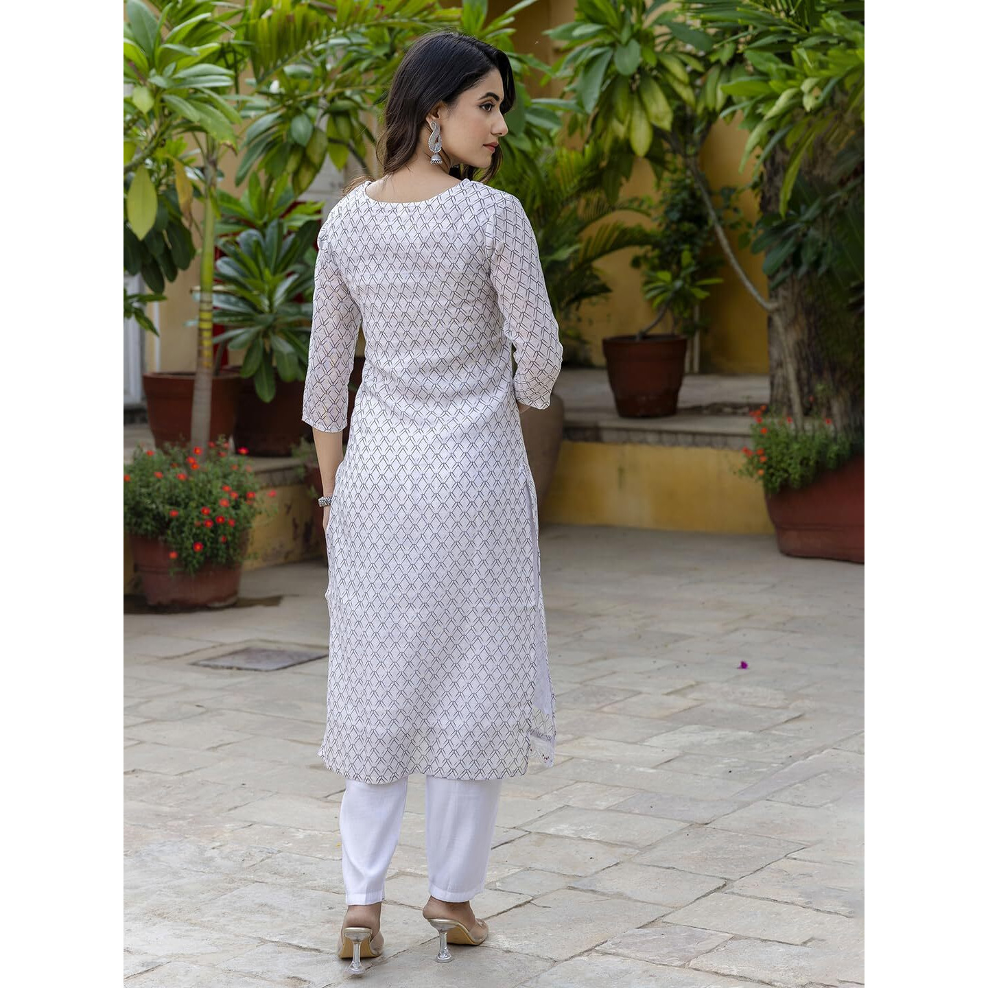 Navlik Women's Linen Cotton Embroidered Straight Kurta with Pant and Dupatta Sets (NK-550)