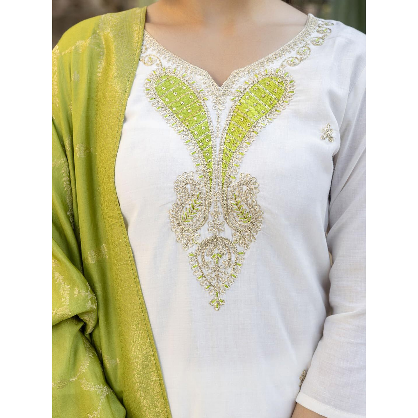 Navlik Women's Viscose Embroidered Straight Kurta with Pant and Dupatta Sets (NK-564)