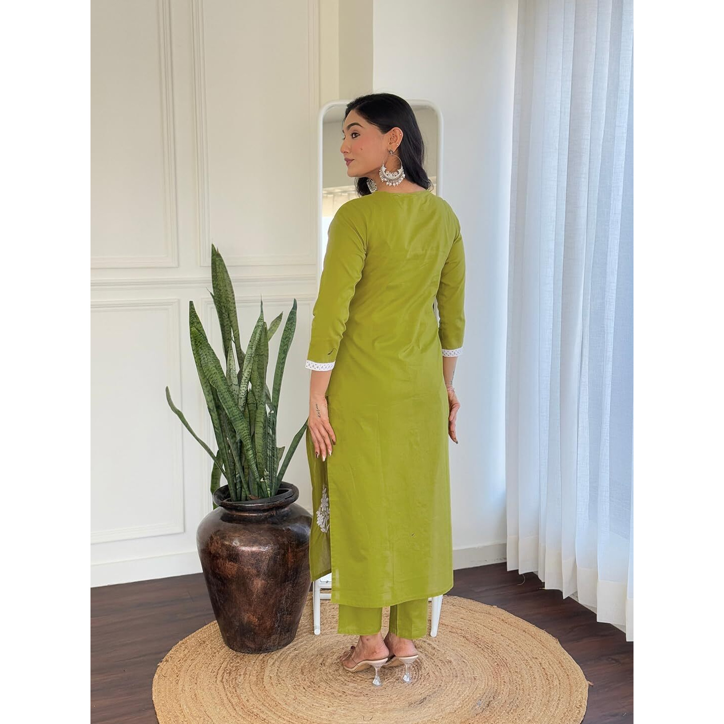 Navlik Women's Pure Cotton Embroidered Straight Kurta with Pant And Dupatta Sets (NK-574)
