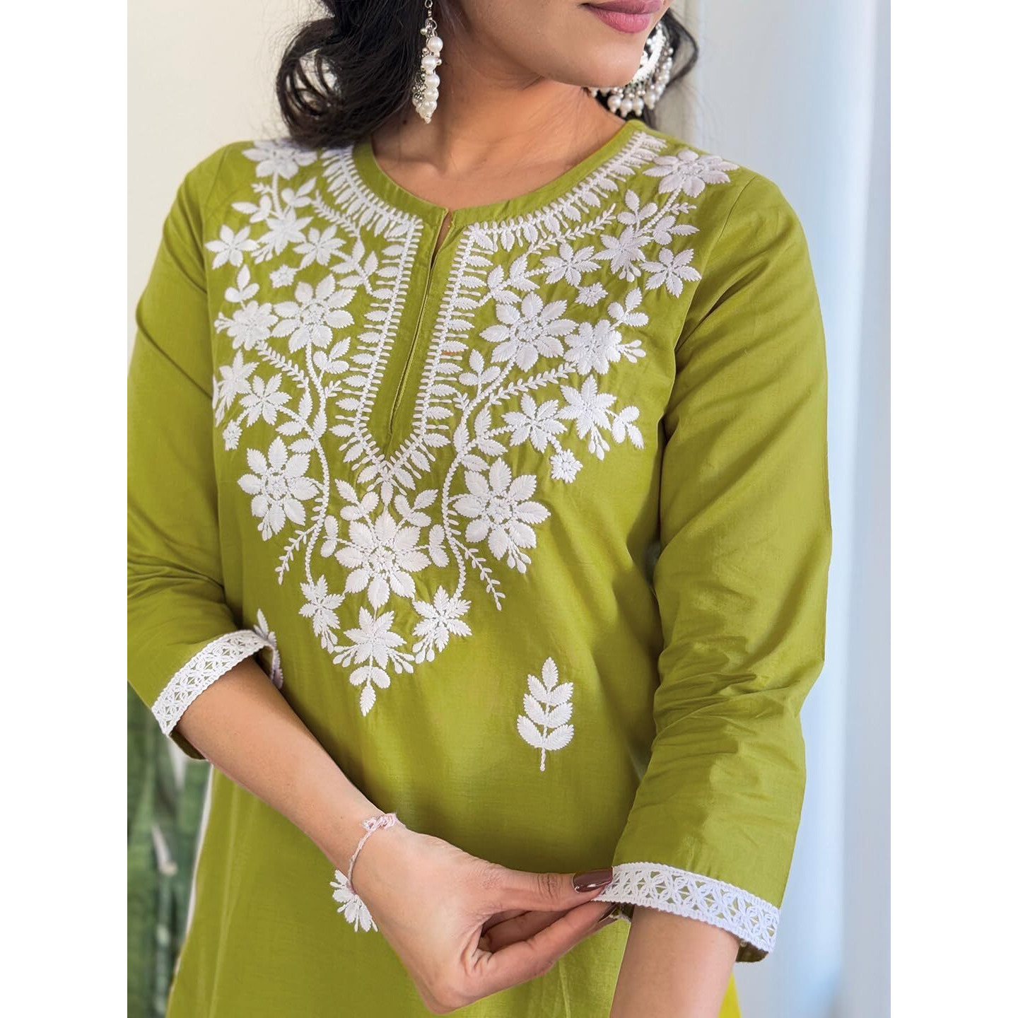 Navlik Women's Pure Cotton Embroidered Straight Kurta with Pant And Dupatta Sets (NK-574)