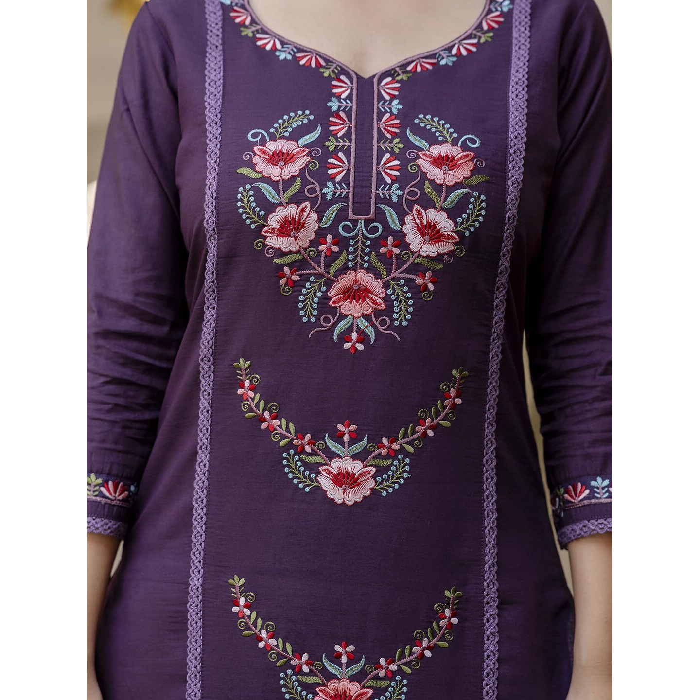 Navlik Women's Chanderi with Cotton Lining Embroidered Straight Kurta with Pant And Dupatta Sets (NK-590)