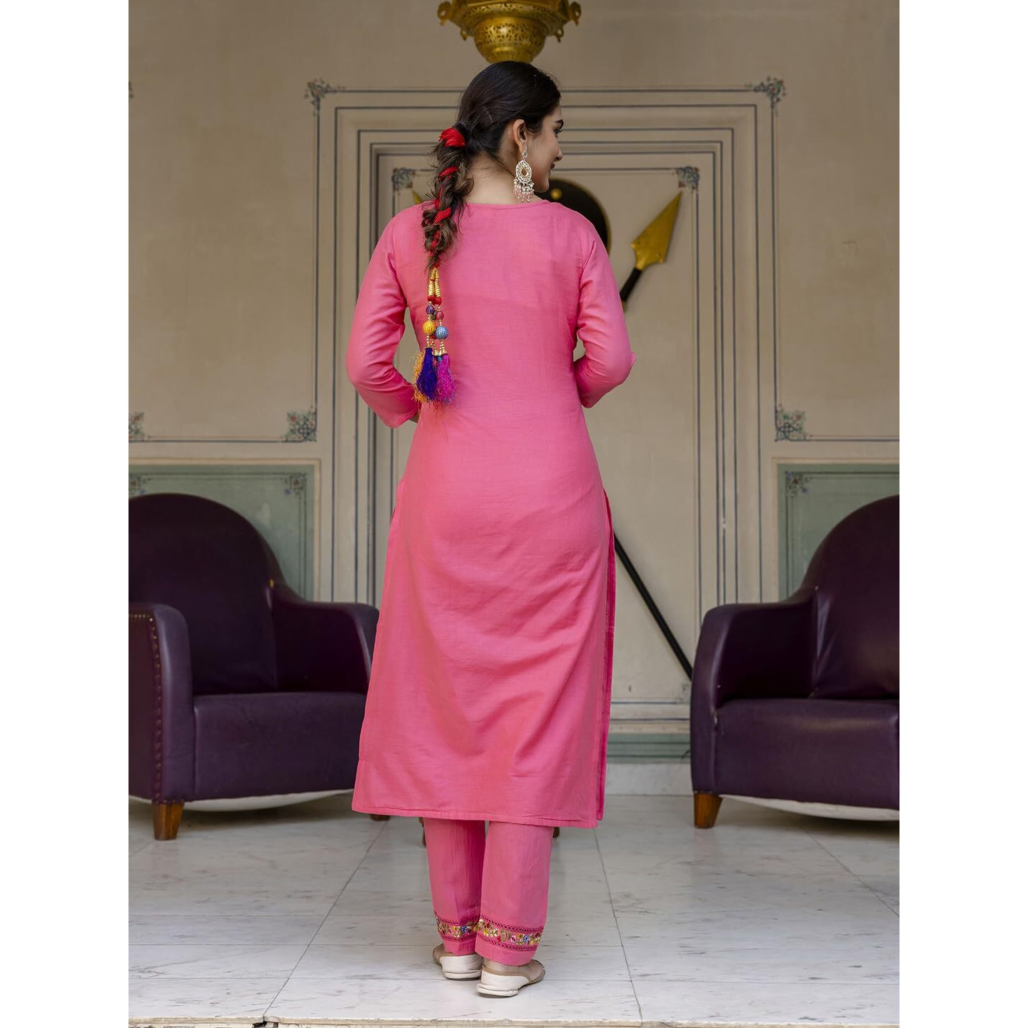 Navlik Women's Viscose Cotton Embroidered Straight Kurta with Pant and Dupatta Sets (NK-591)