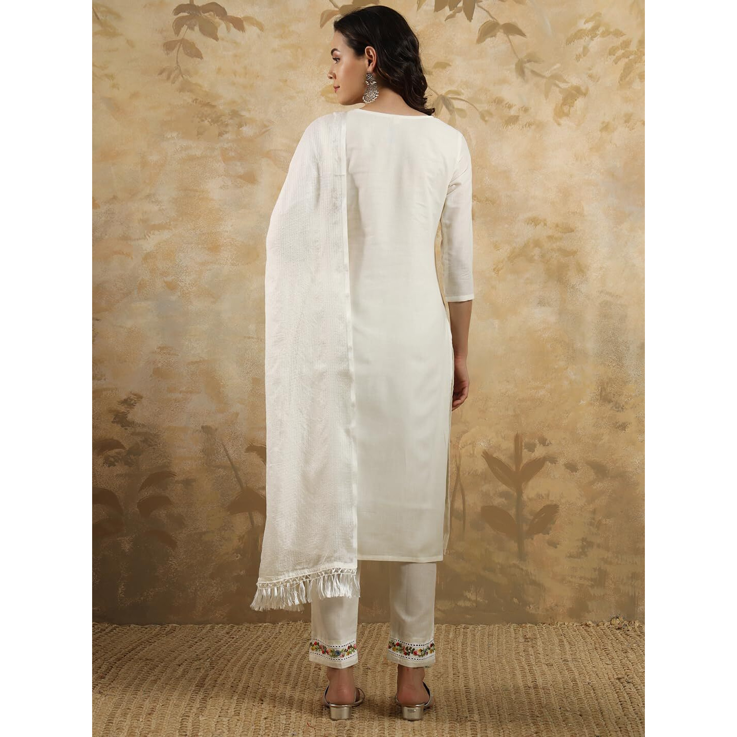 NavlikWomen's Viscose Cotton Embroidered Straight Kurta with Pant And Dupatta Sets (NK-592)