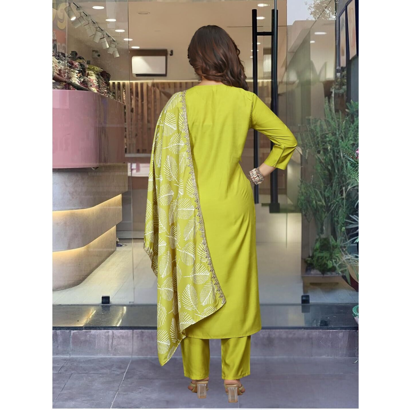Navlik Women's BSY Viscose Embroidered Straight Kurta with Pant and Dupatta Sets (NK-605)