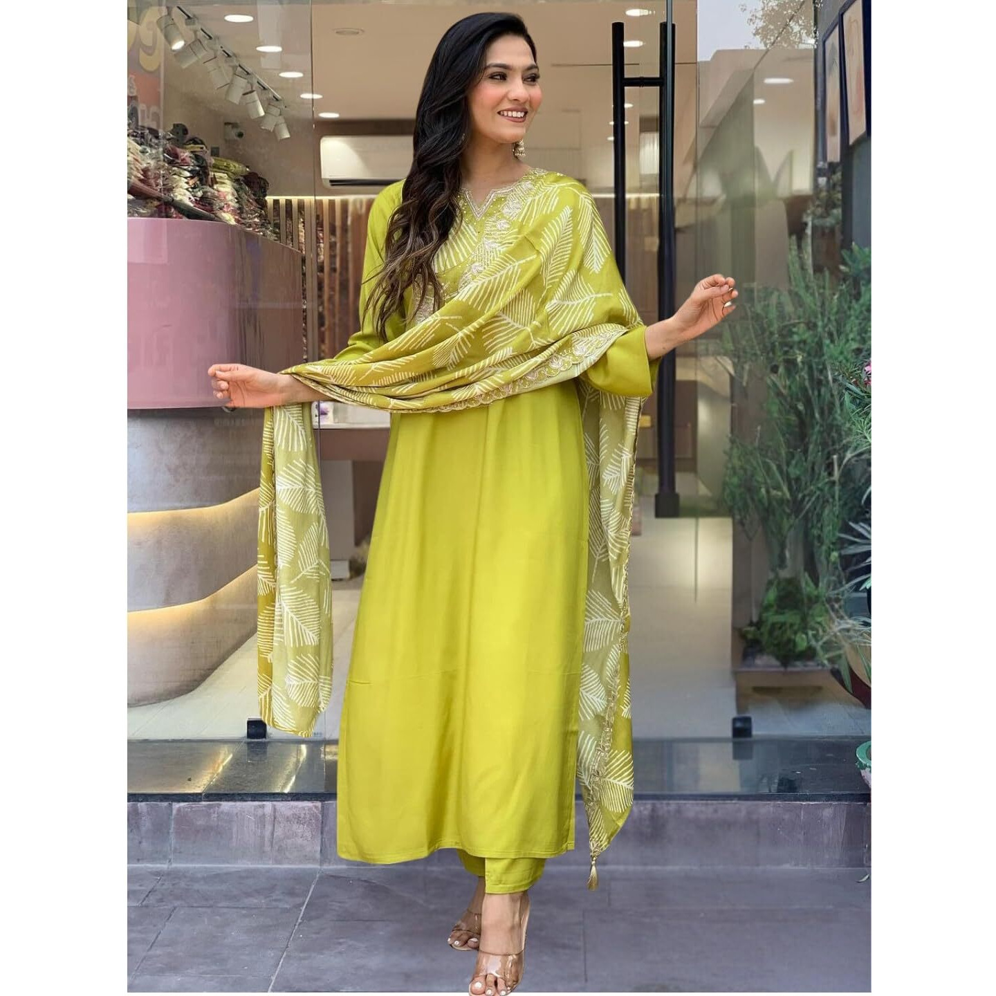 Navlik Women's BSY Viscose Embroidered Straight Kurta with Pant and Dupatta Sets (NK-605)