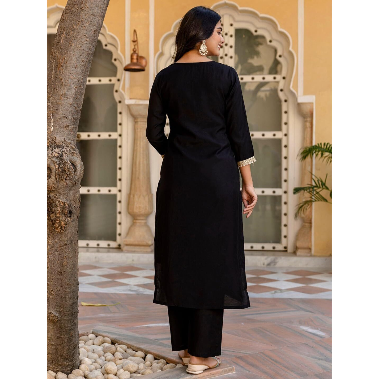 Navlik Women's Rayon Slub Embroidered Straight Kurta with Pant and Dupatta Sets (NK-612)