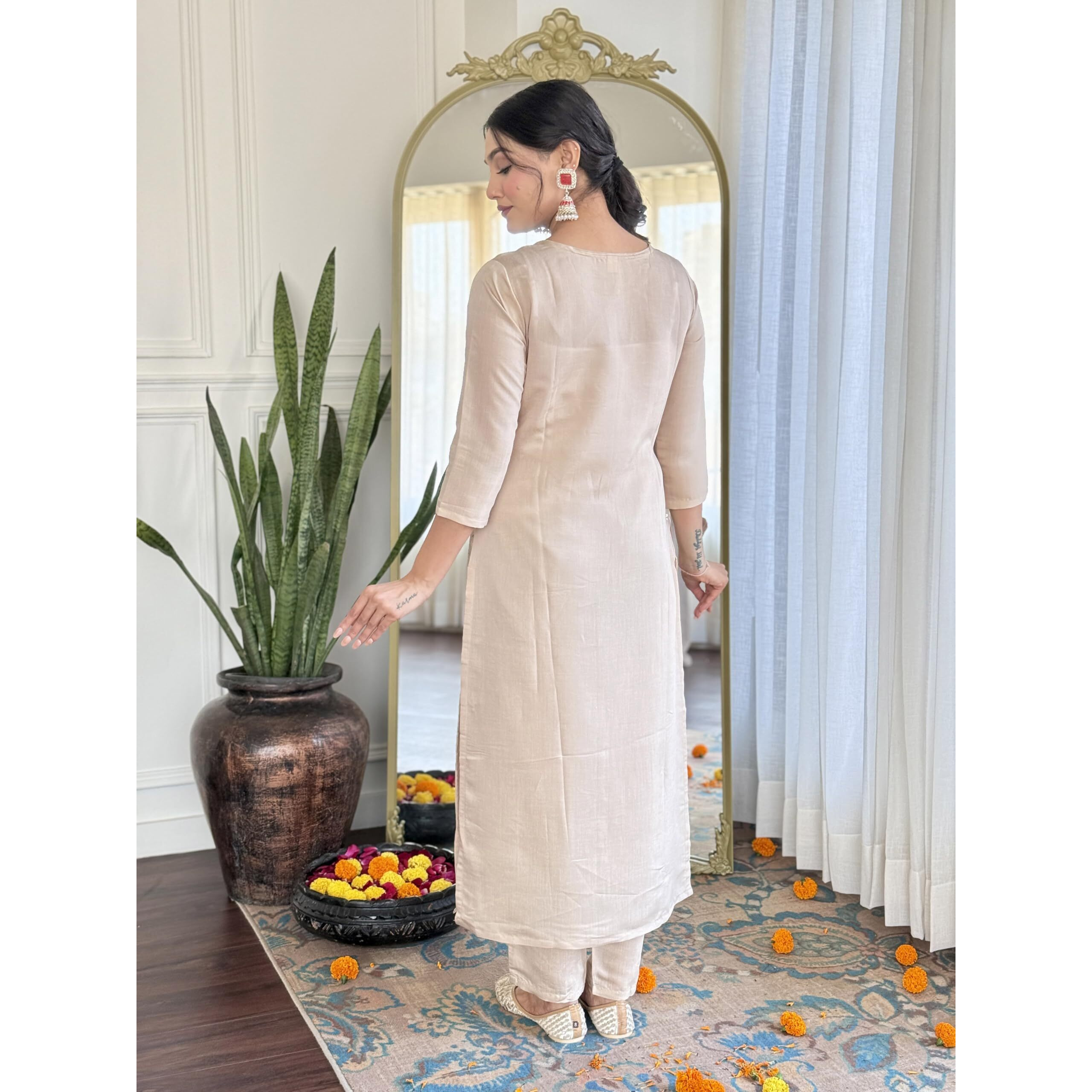 Navlik Women's Rayon Embroidered Straight Kurta with Pant And Dupatta Sets (NK-625)