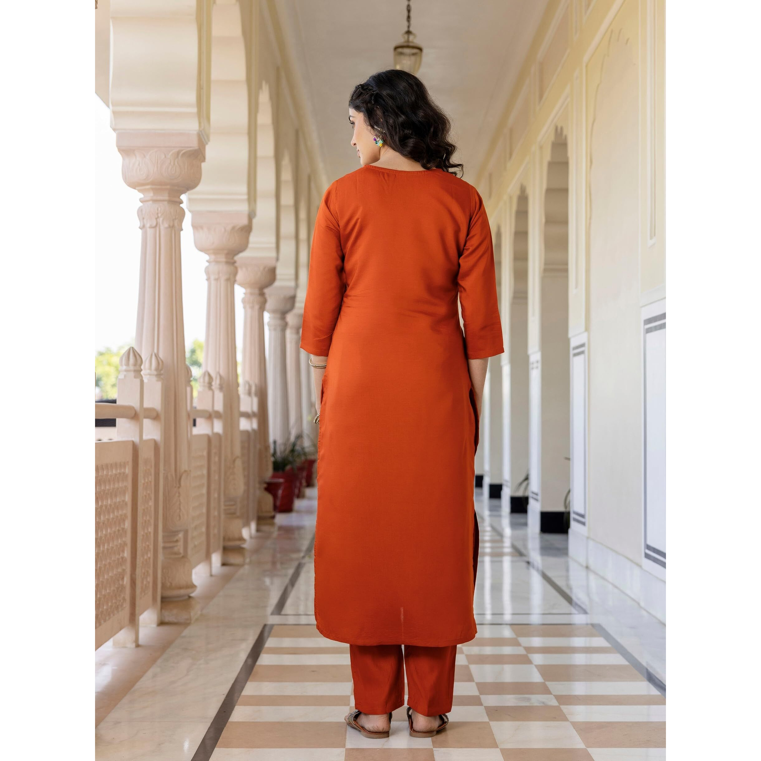 Navlik Women's BSY Viscose Embroidered Straight Kurta with Pant And Dupatta Sets (NK-640)