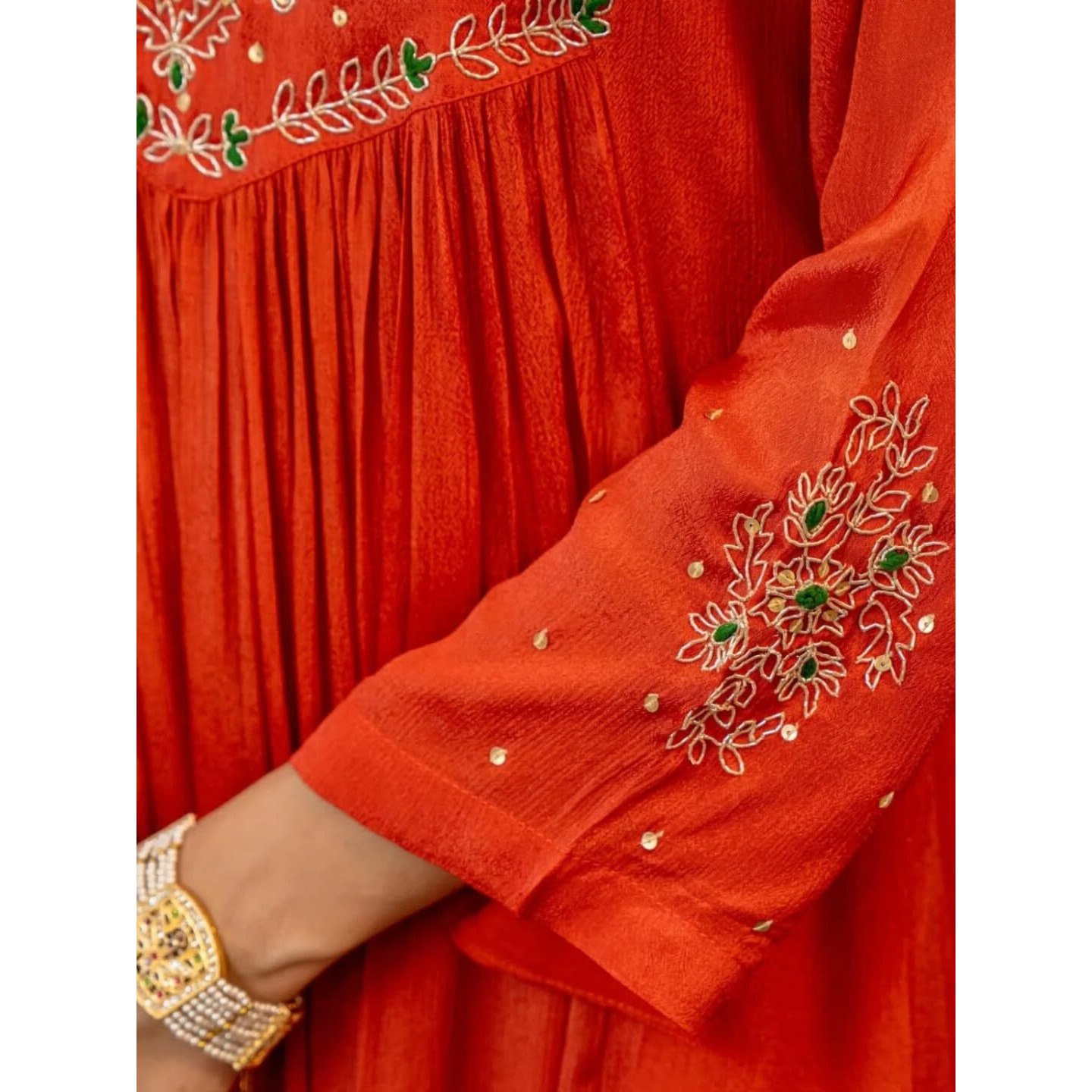 Navlik Women's Silk Chiffon Embroidered A-Line Kurta with Pant And Dupatta Sets (NK-661)