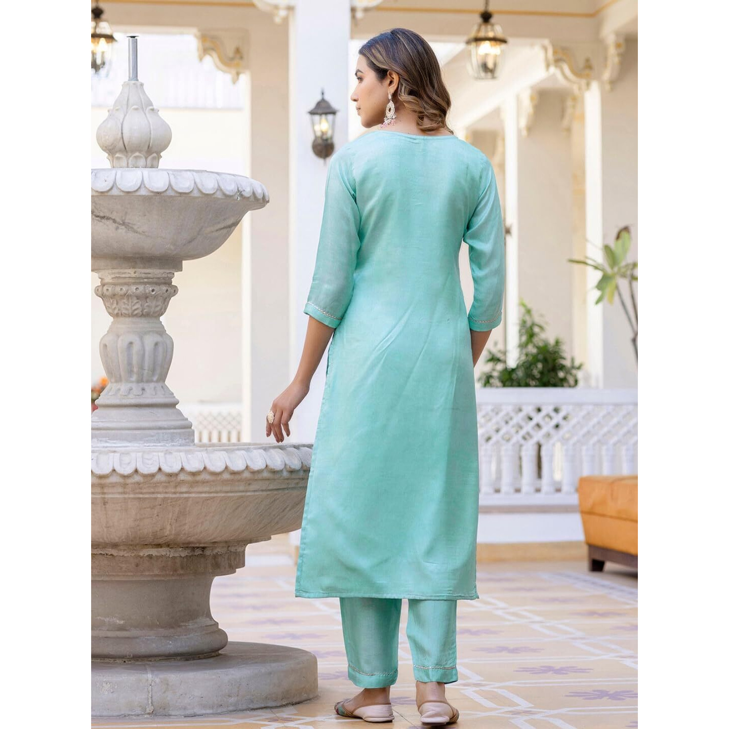 Navlik Women's Viscose Embroidered Straight Kurta with Pant and Dupatta Sets (NK-665)