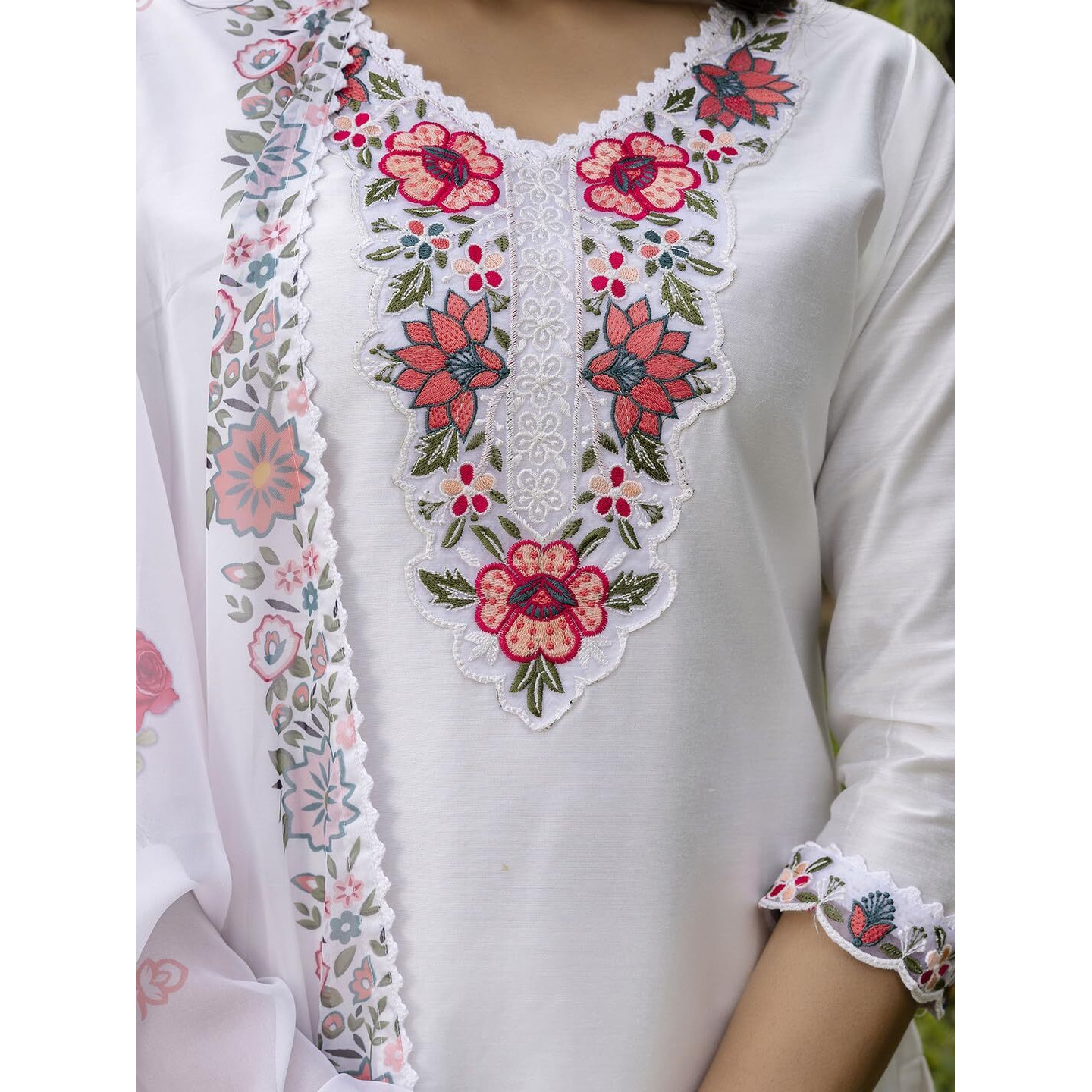 Navlik Women's Viscose Embroidered Straight Kurta with and Dupatta Sets (NK-680)