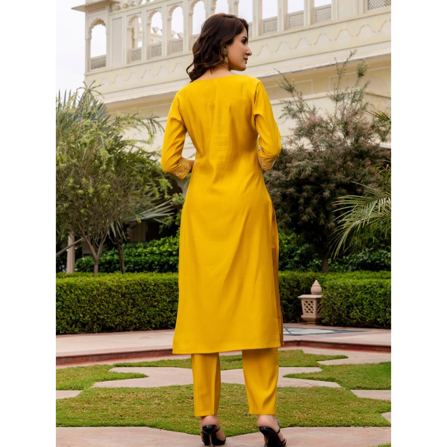 Navlik Women's Viscose Embroidered Straight Kurta with Pant and Dupatta Sets (NK-681)