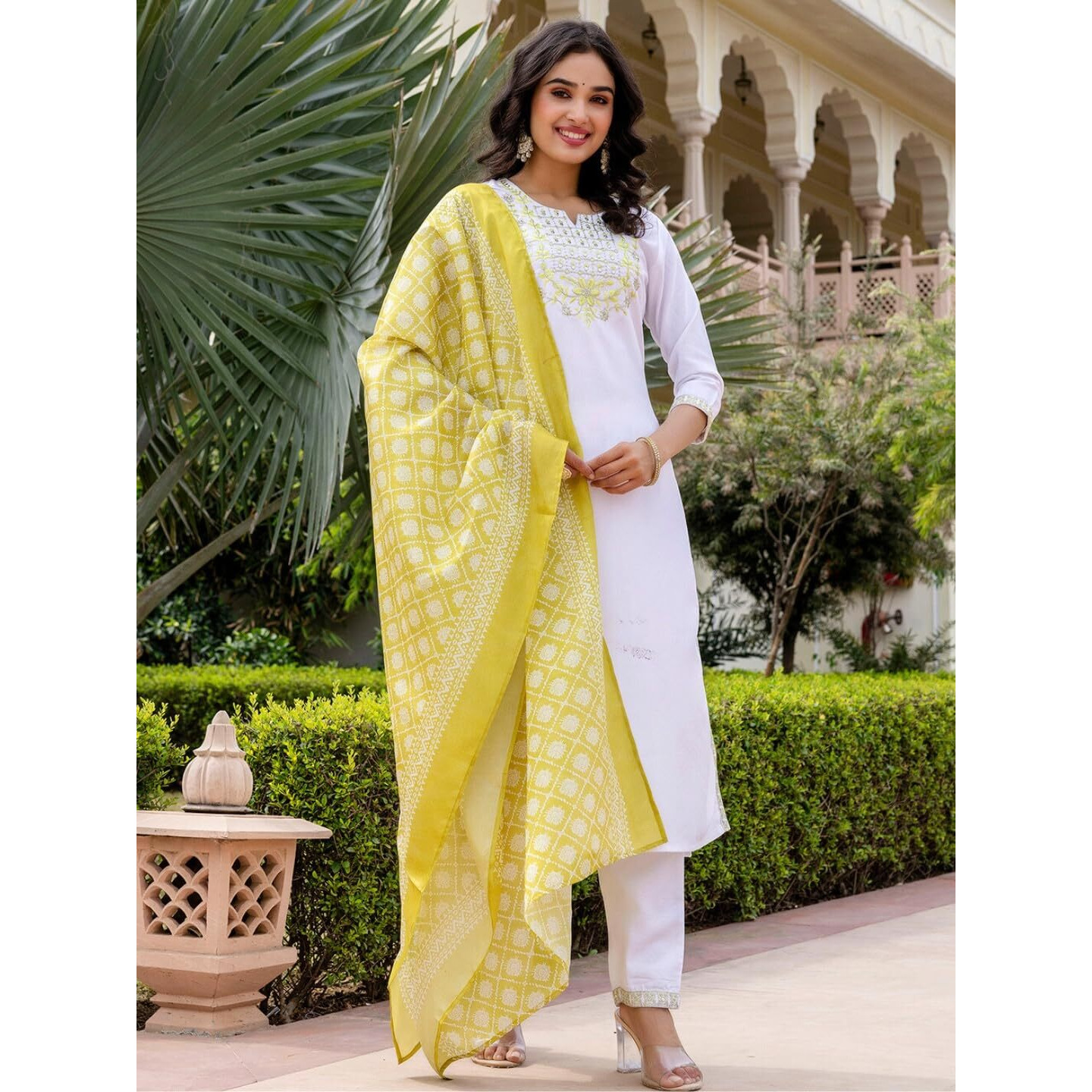 Navlik Women's Viscose Embroidered Straight Kurta with Pant and Dupatta Sets (NK-685)