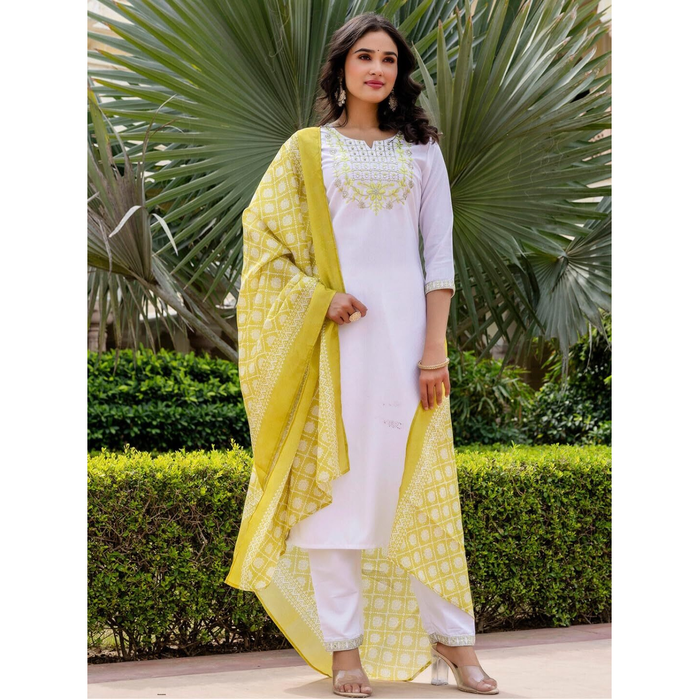 Navlik Women's Viscose Embroidered Straight Kurta with Pant and Dupatta Sets (NK-685)