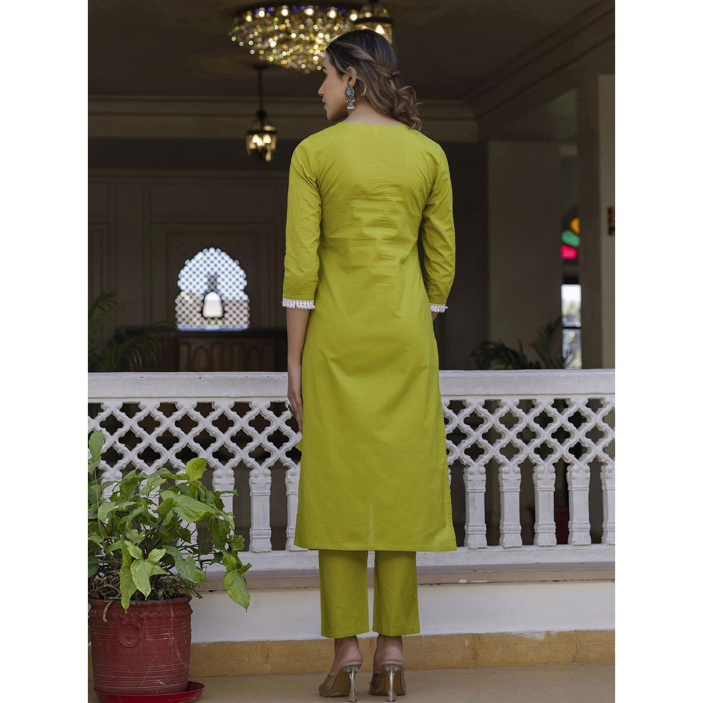 Navlik Women's Cotton Embroidered Straight Kurta with and Dupatta Sets (NK-691)