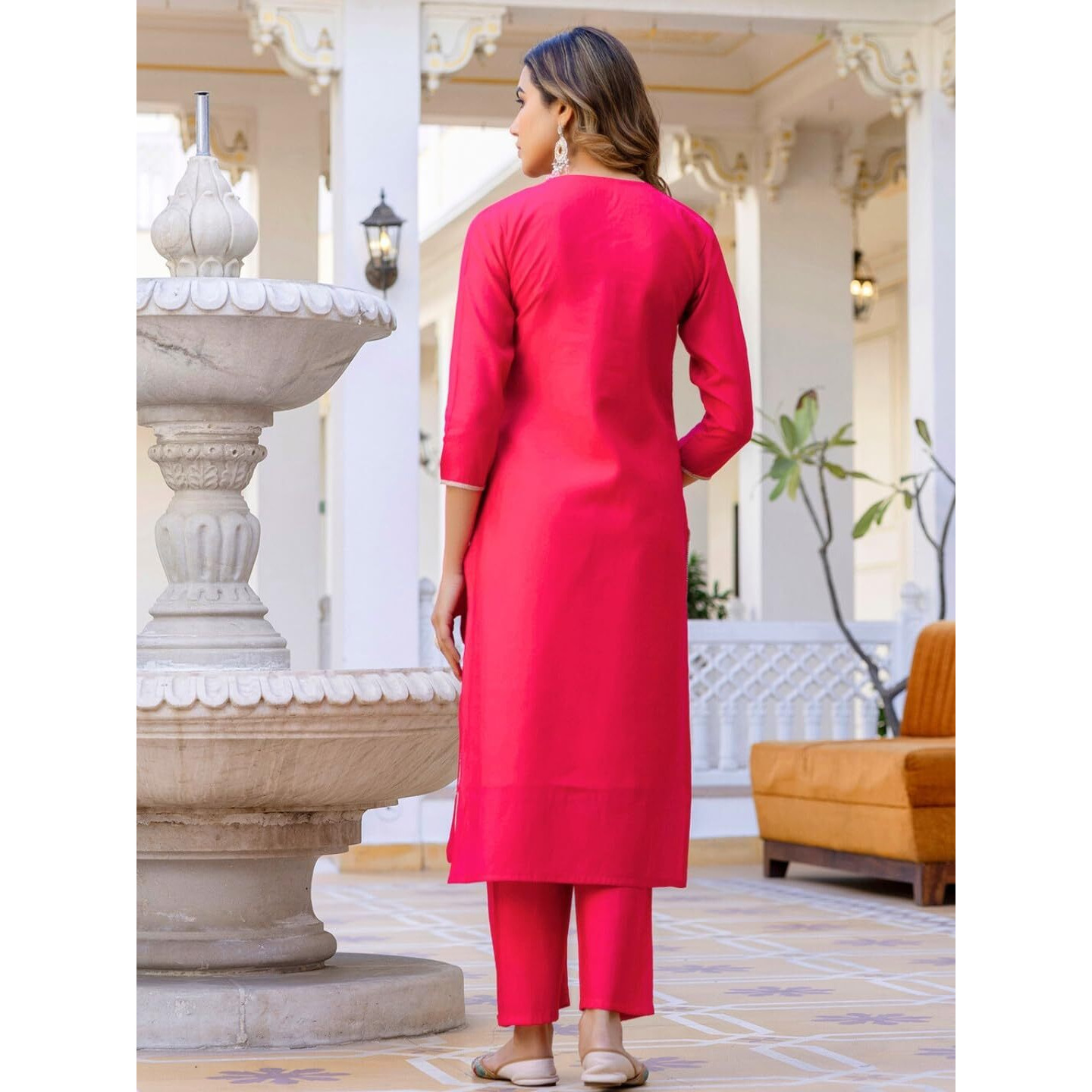 Navlik Women's Viscose Embroidered Straight Kurta with Pant and Dupatta Sets (NK-694)