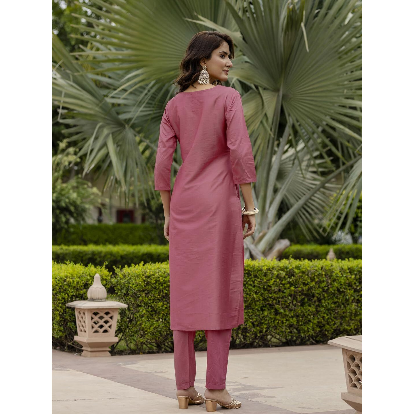 Navlik Women's Rayon Embroidered Straight Kurta with Pant and Dupatta Sets (NK-698)