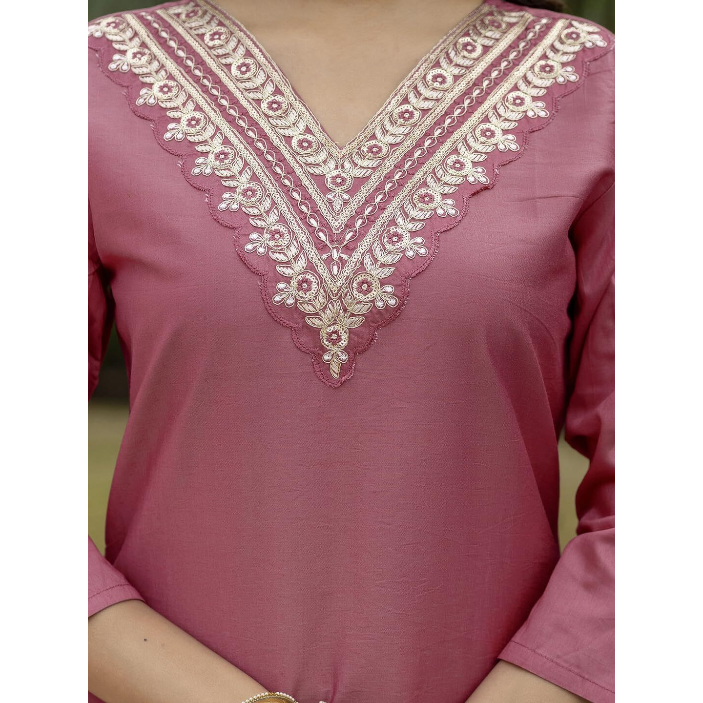 Navlik Women's Rayon Embroidered Straight Kurta with Pant and Dupatta Sets (NK-698)