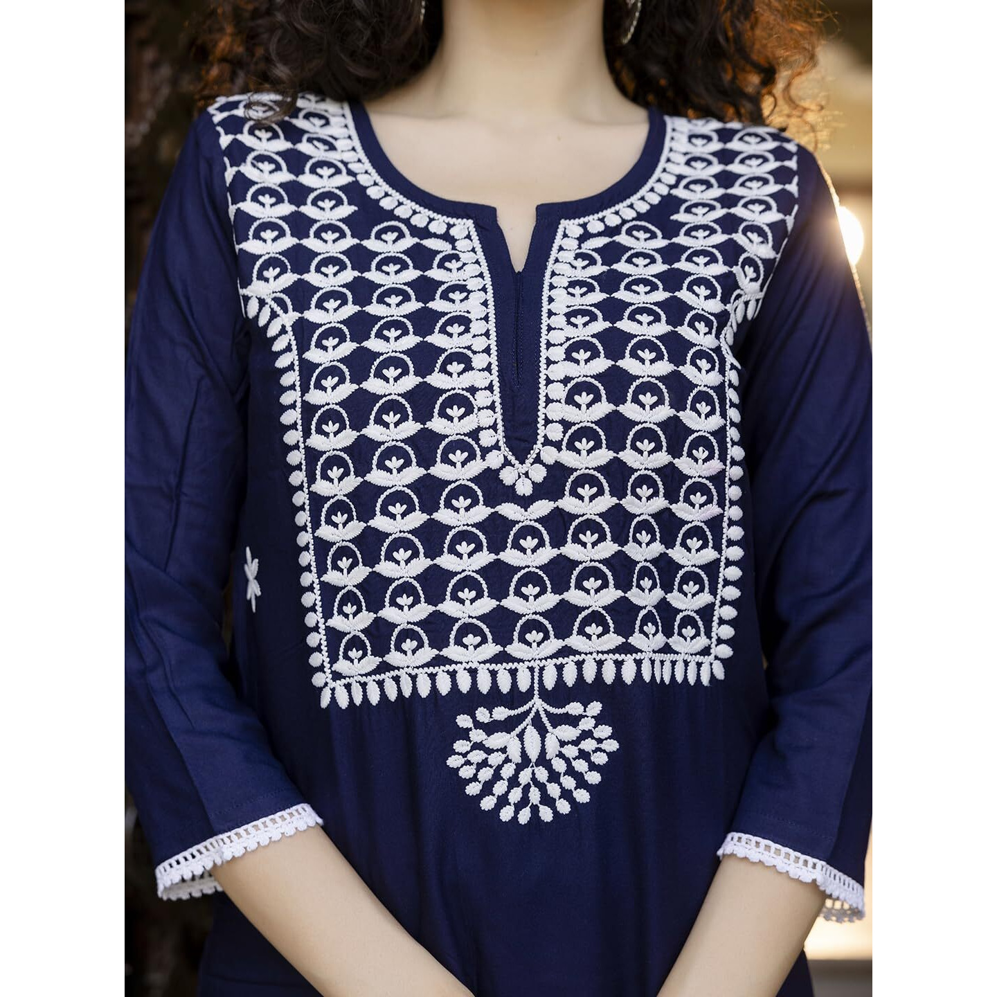 Navlik Women's Rayon Embroidered Straight Kurta with Rayon Pant and Nazneen Laced Dupatta Sets (NK- 702)