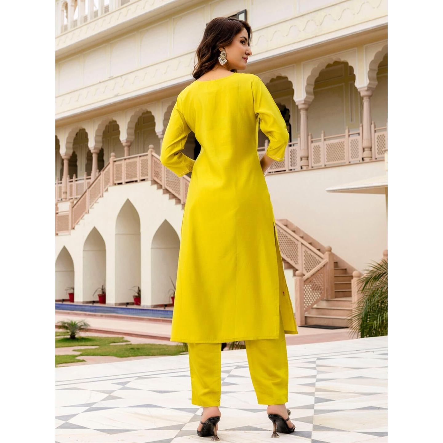 Navlik Women's Rayon Embroidered Straight Kurta with Pant and Dupatta Sets (NK-704)