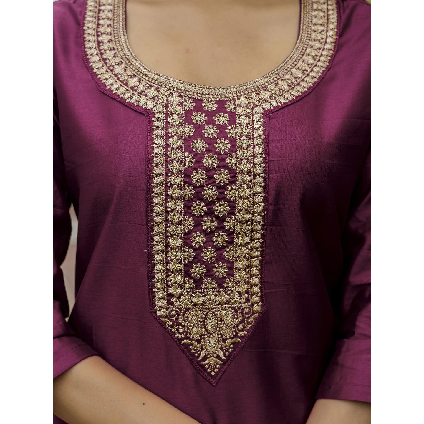 Navlik Women's Rayon Embroidered Straight Kurta with Pant and Dupatta Sets (NK-710)