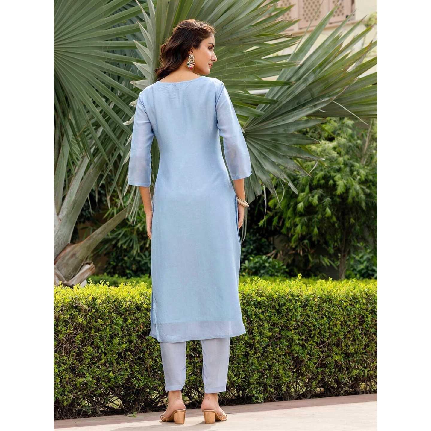 Navlik Women's Rayon Embroidered Straight Kurta with Pant and Dupatta Sets (NK-711)