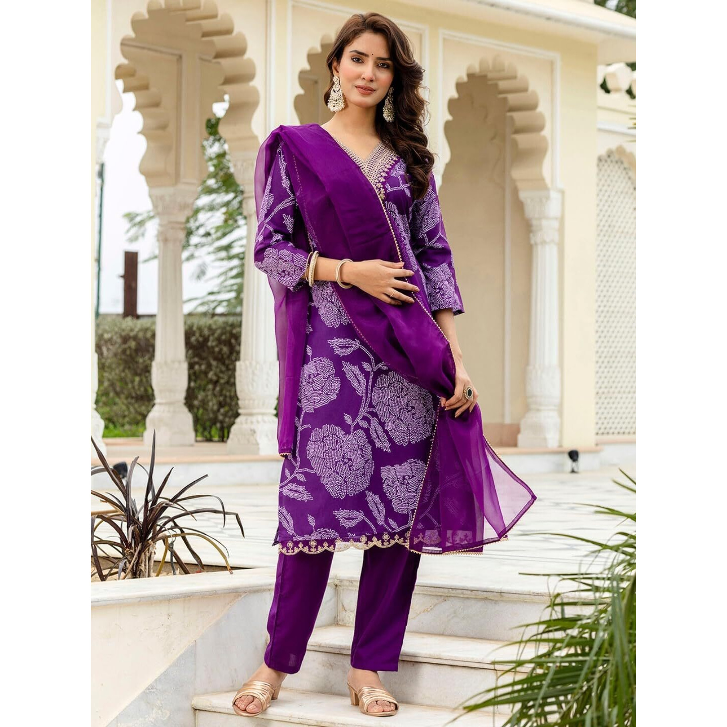 Navlik Women's Rayon Embroidered Straight Kurta with Pant and Dupatta Sets (NK-713)