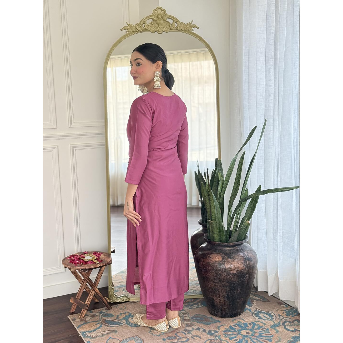 Navlik Women's Rayon Embroidered Straight Kurta with Pant And Dupatta Sets (NK-717)