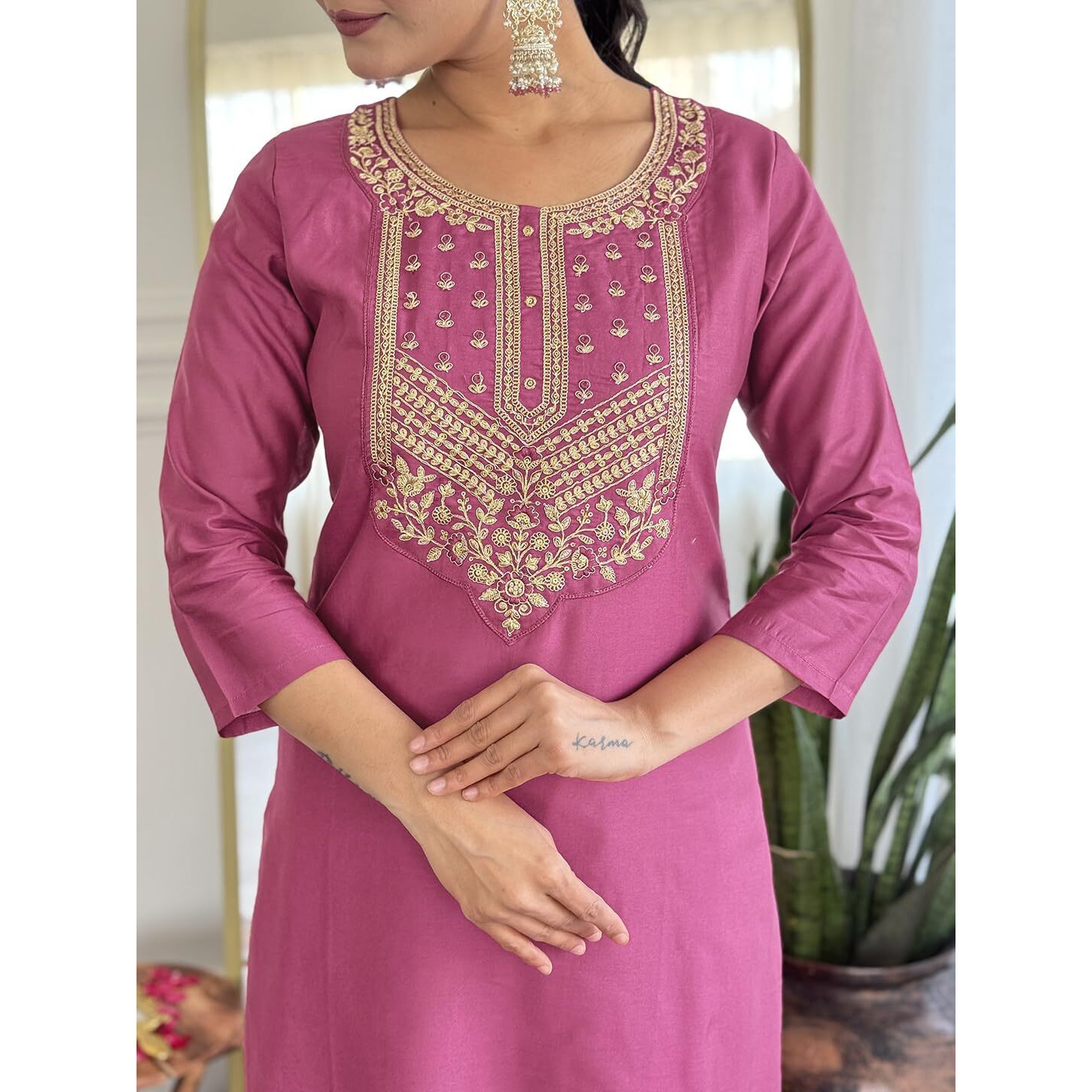 Navlik Women's Rayon Embroidered Straight Kurta with Pant And Dupatta Sets (NK-717)
