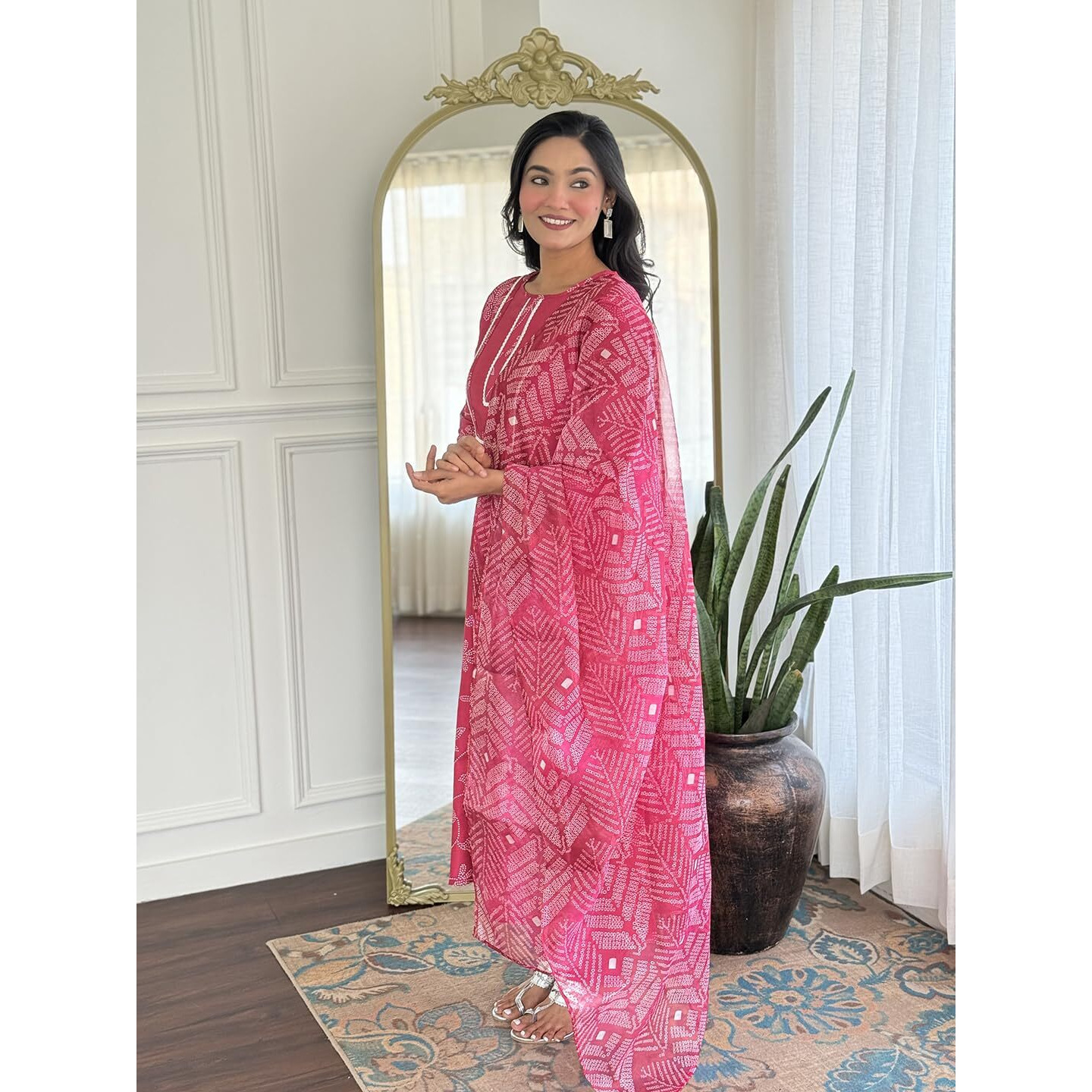 Navlik Women's Rayon Embroidered Flared Kurta with Pant and Dupatta Sets (NK-722)