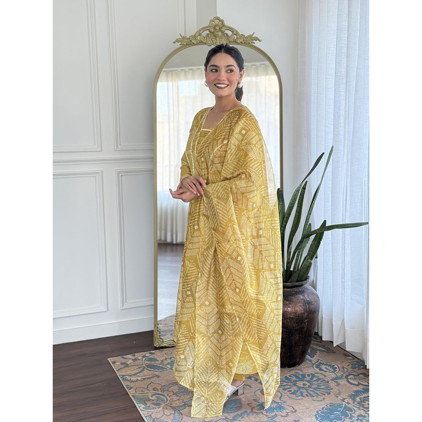 Navlik Women's Rayon Printed A-Line Kurta with Pant and Dupatta Sets (NK-723)