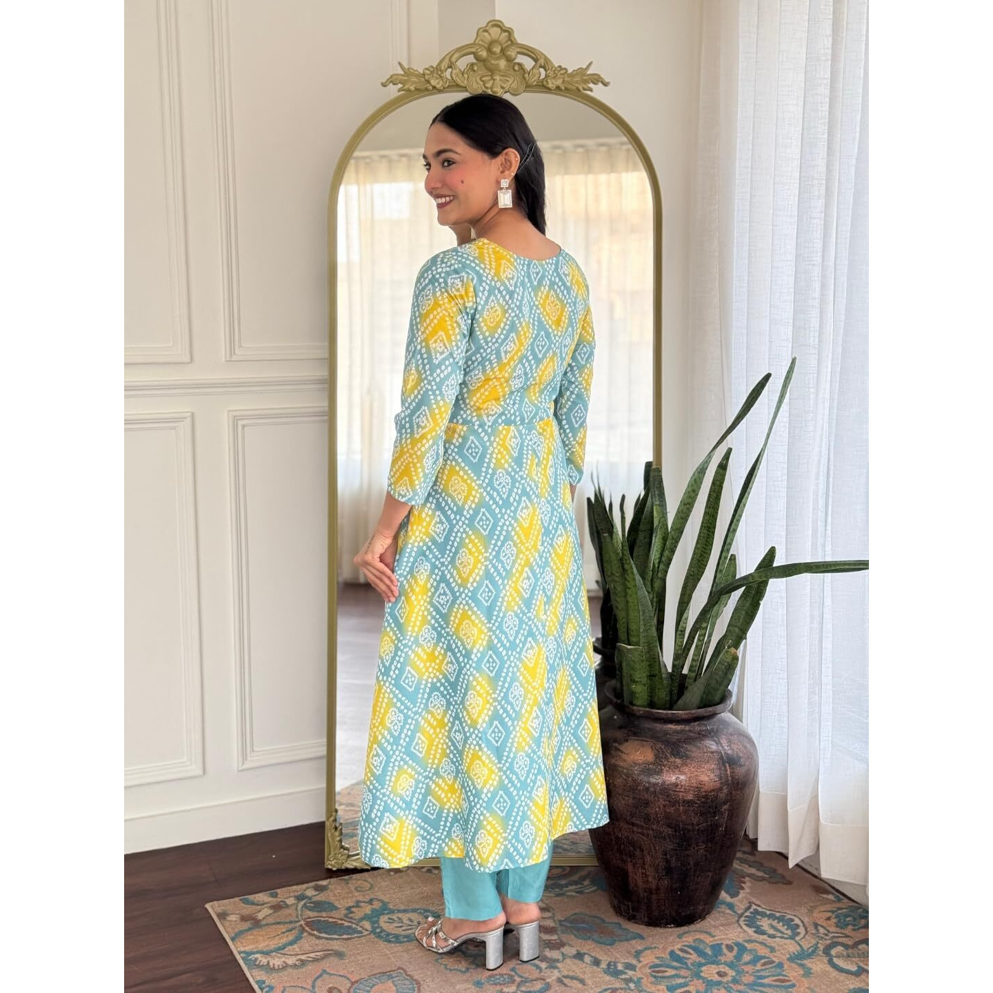 Navlik Women's Rayon Printed Flared Kurta with Pant and Dupatta Sets (NK-724)