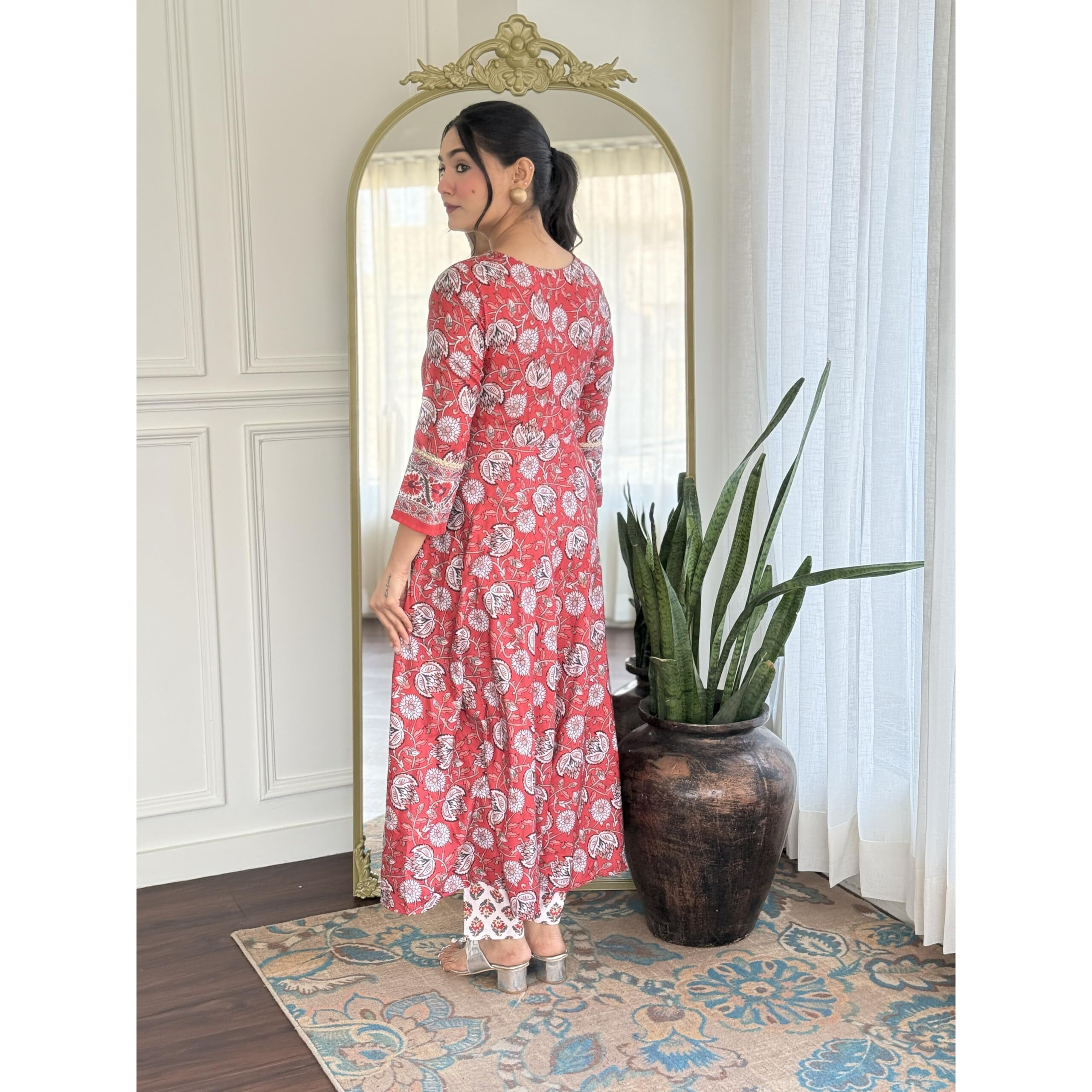 Navlik Women's Rayon Printed A-Line Kurta with Pant and Dupatta Sets (NK-725)