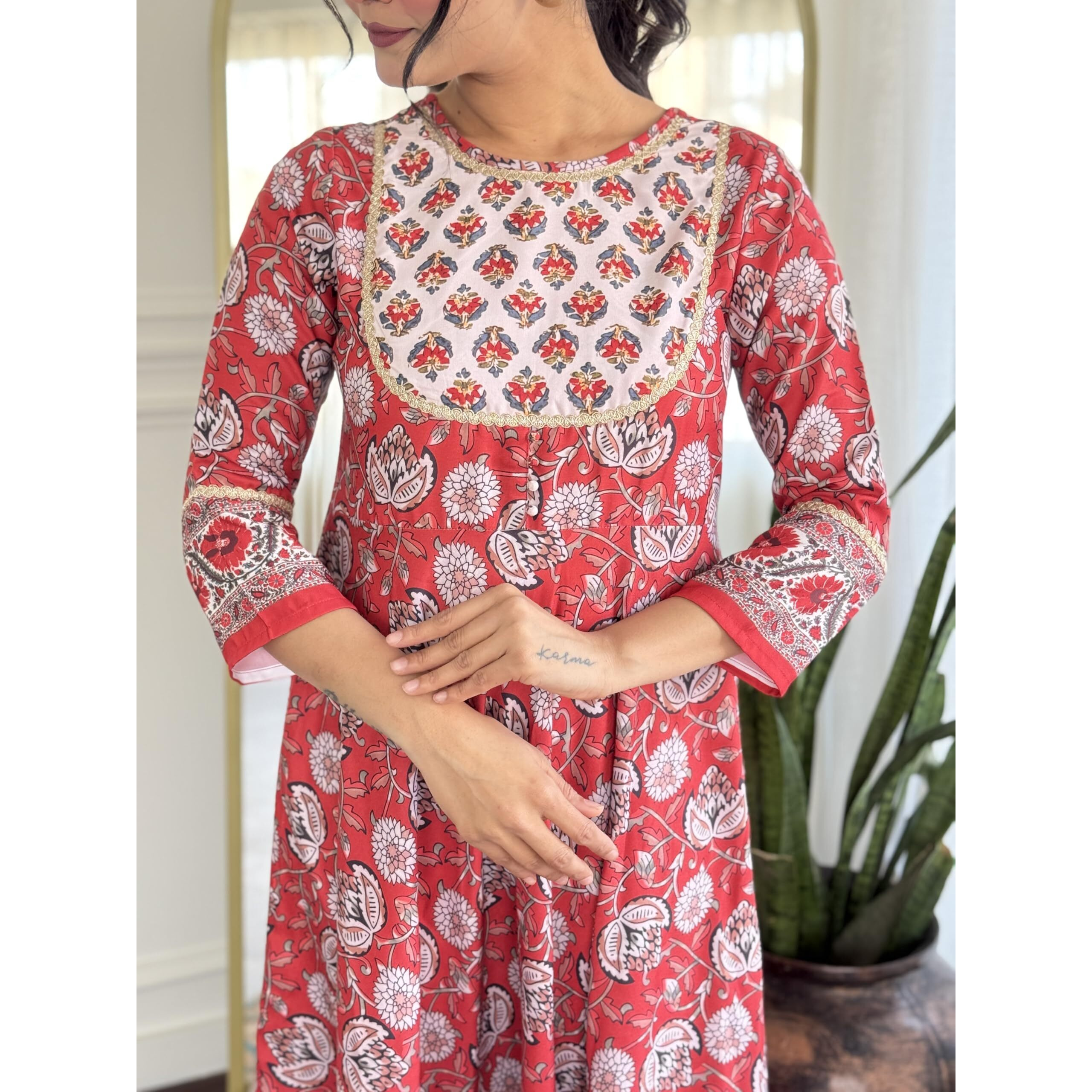 Navlik Women's Rayon Printed A-Line Kurta with Pant and Dupatta Sets (NK-725)