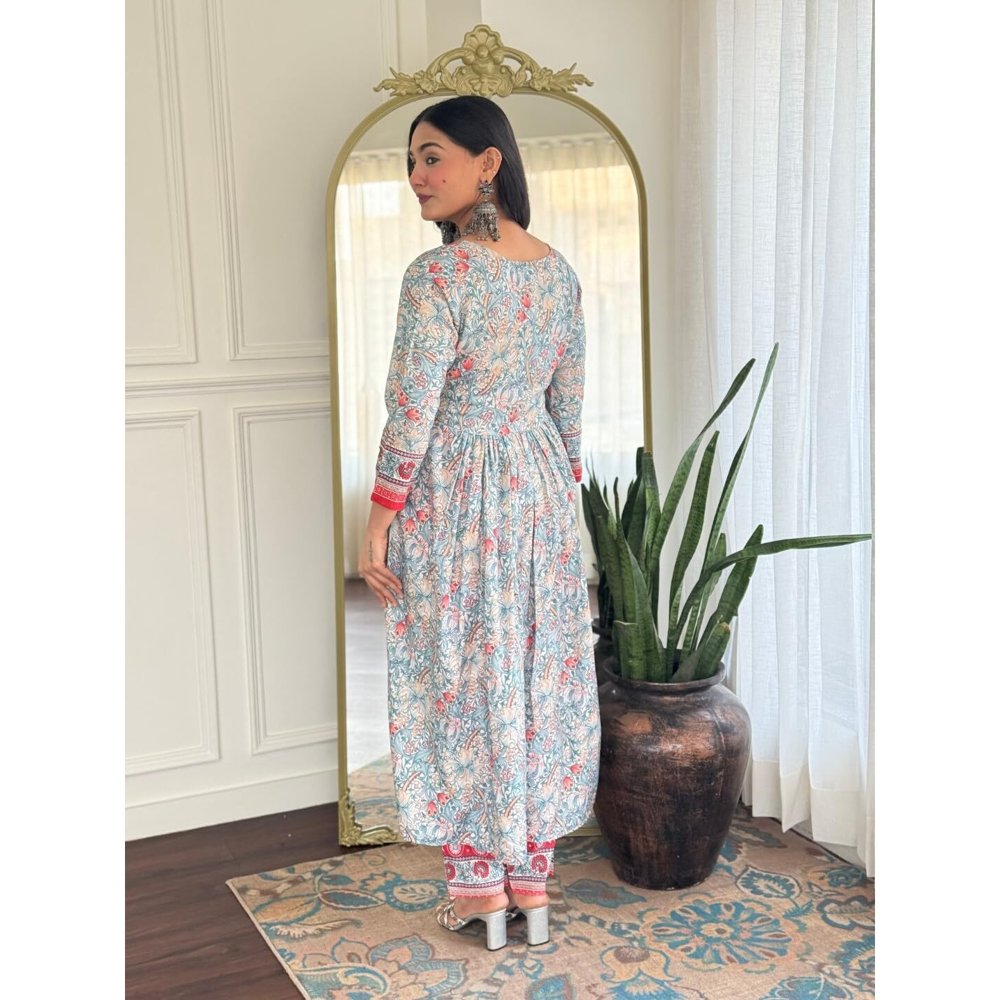 Navlik Women's Rayon Printed A-Line Kurta with Pant and Dupatta Sets (NK-726)