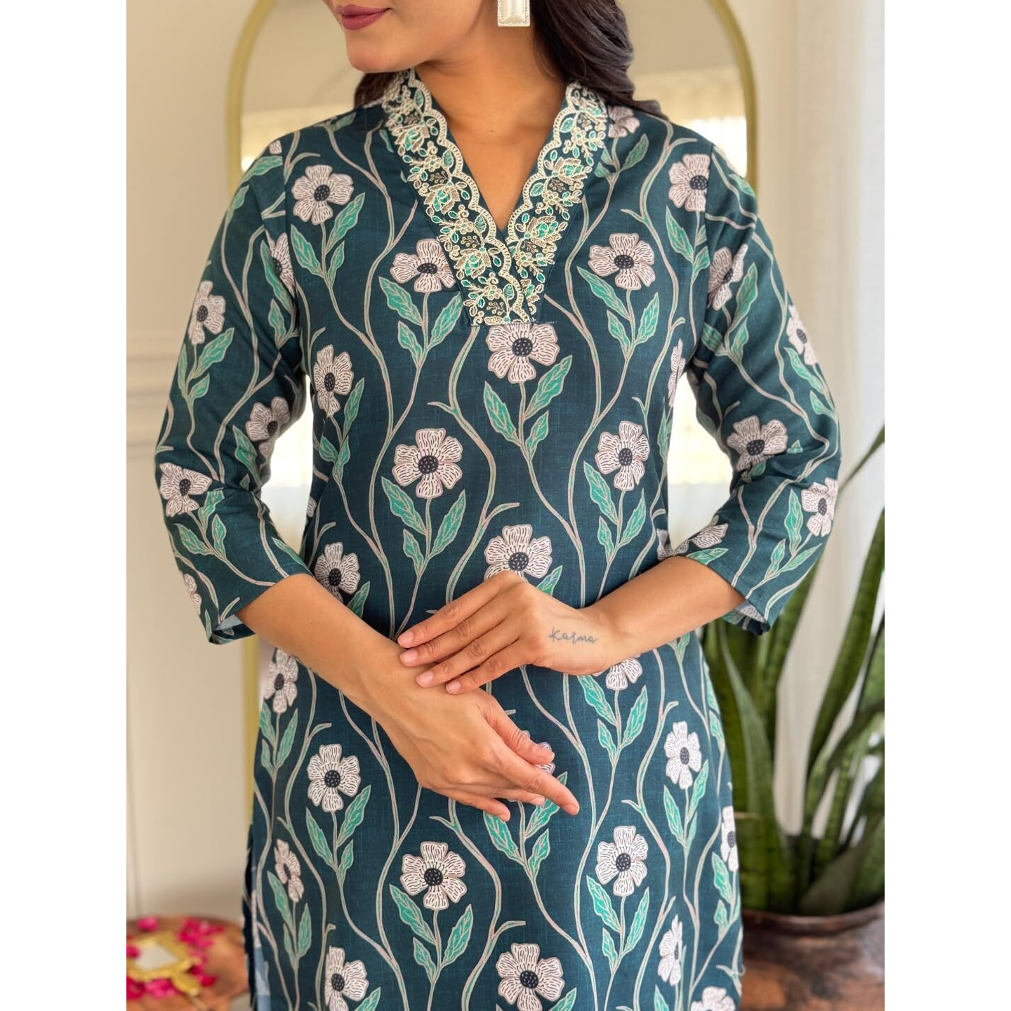 Navlik Women's Rayon Printed Straight Kurta with Pant and Dupatta Sets (NK-727)