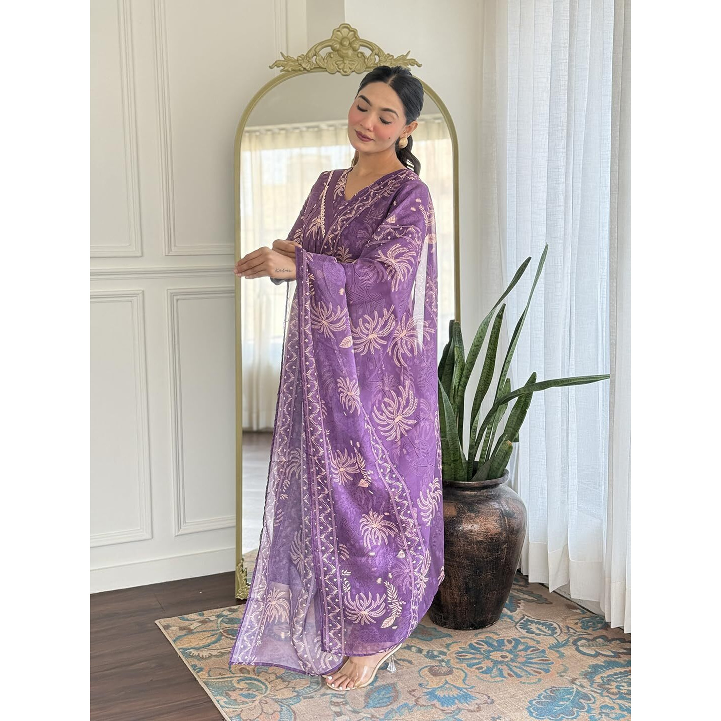 Navlik Women's Rayon Printed A-Line Kurta with Pant and Dupatta Sets (NK-730)