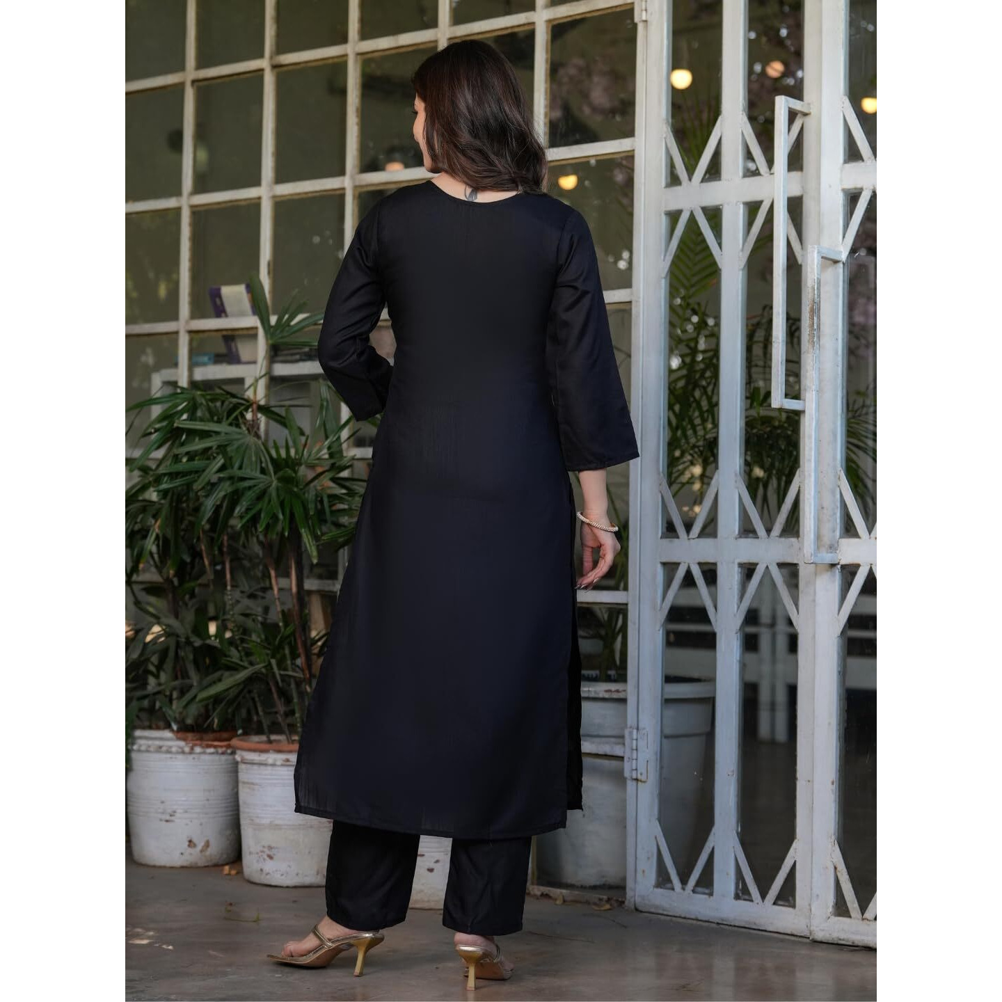 Navlik Women's Viscose Rayon Embroidered and Printed Straight Kurta with Pant And Dupatta Sets (MV-611)