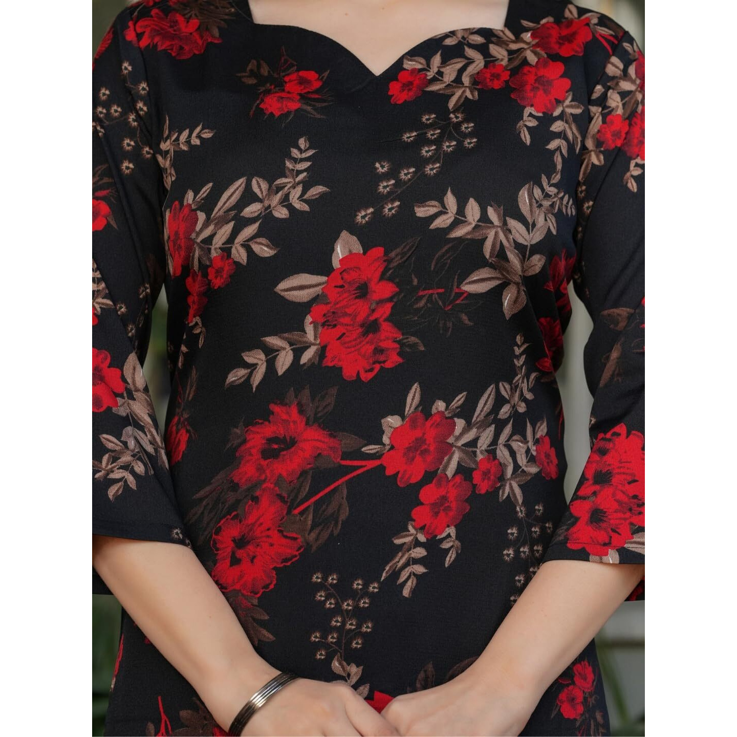 Navlik Women's Black Silk Blend Printed Straight Kurta with Silk Blend Pant and Nazneen Laced Dupatta Sets (NK-MV-614)