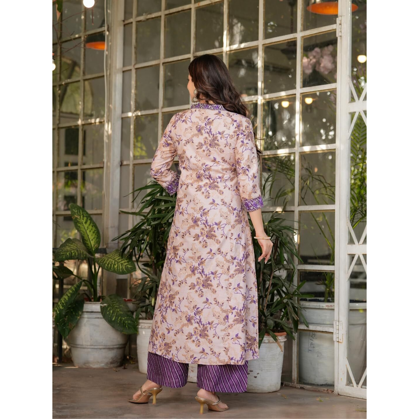 Navlik Women's Purple Pure Cotton Embroidered and Printed A-Line Kurta with Pure Cotton Pant and Chanderi Cotton Printed Dupatta Sets (NK-MV-616)