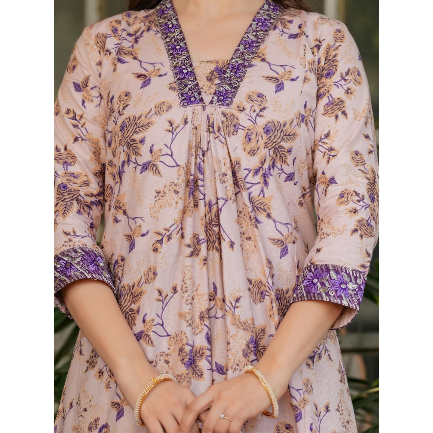 Navlik Women's Purple Pure Cotton Embroidered and Printed A-Line Kurta with Pure Cotton Pant and Chanderi Cotton Printed Dupatta Sets (NK-MV-616)
