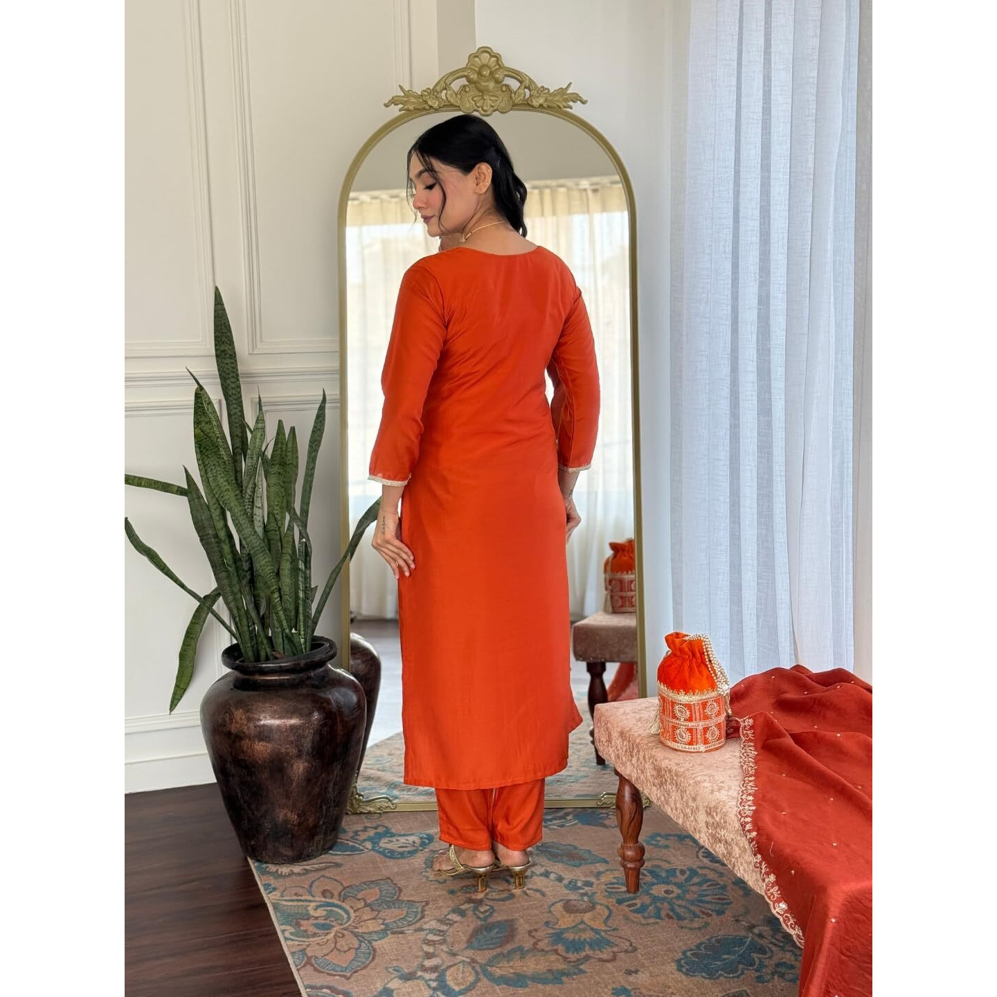 Navlik Women's Viscose Chinon Embroidered A-Line Kurta with Pant And Dupatta Sets (MV-620)