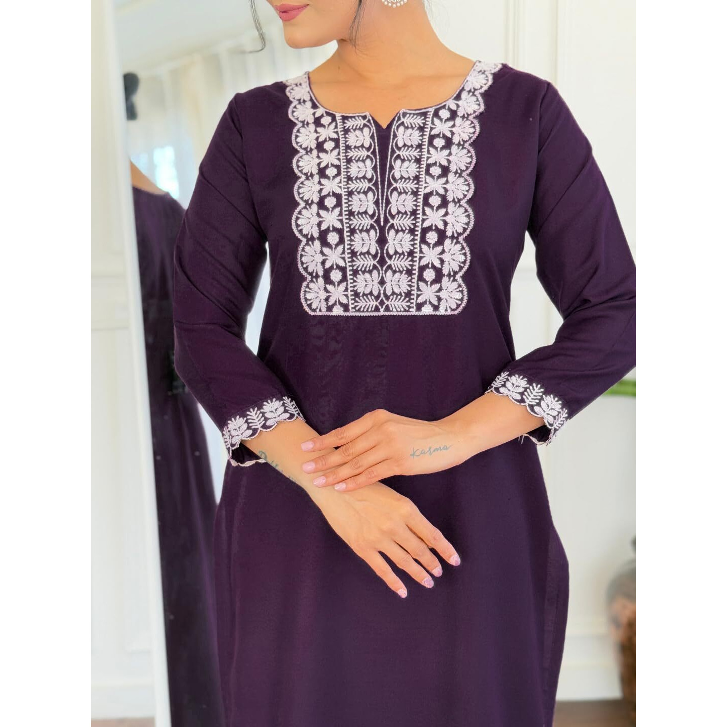 Navlik Women's Rayon Embroidered Straight Kurta with Pant and Dupatta Sets (OR-K102)