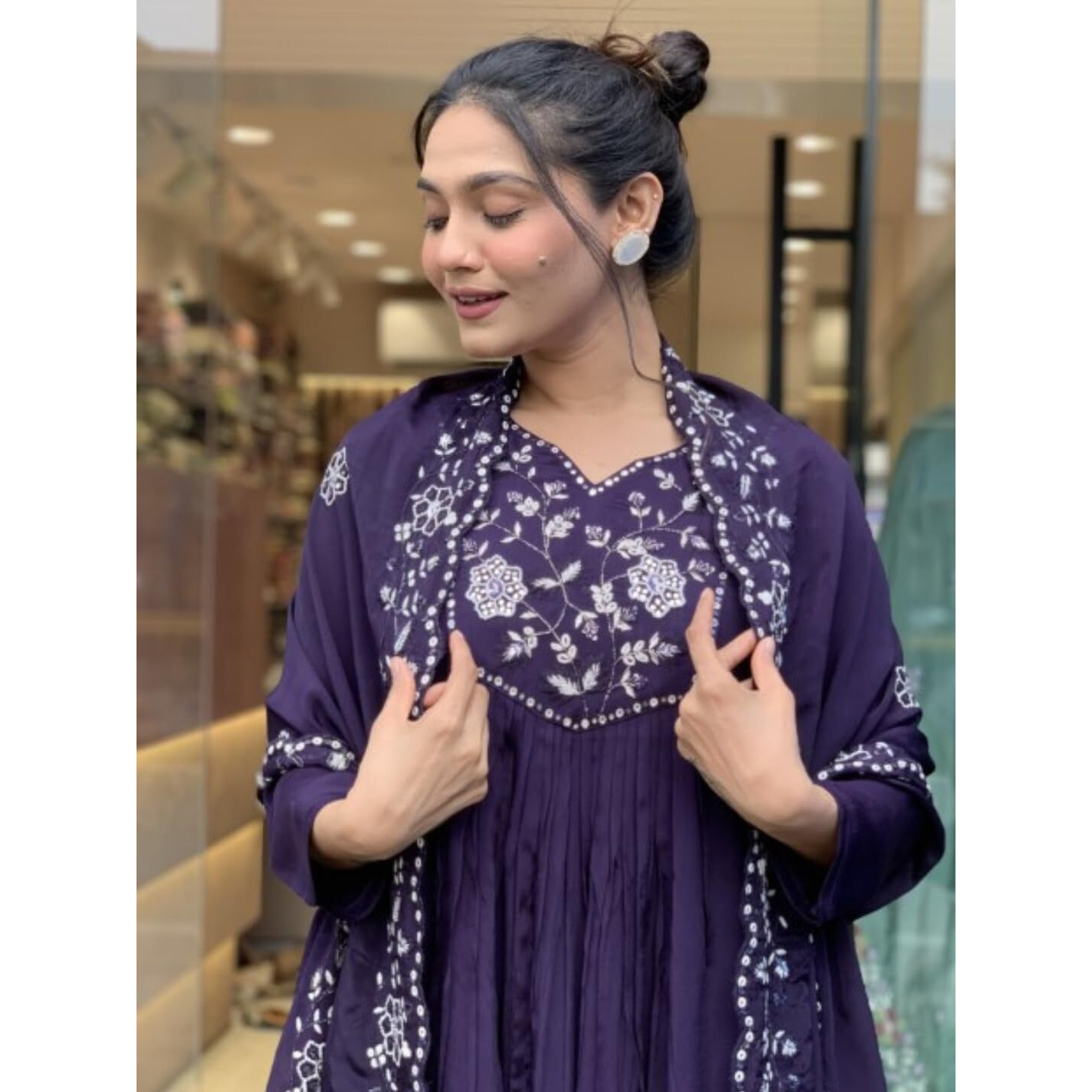 Navlik Women's Viscose Embroidered A-Line Kurta Pant and Dupatta Sets (R-Vishakha)